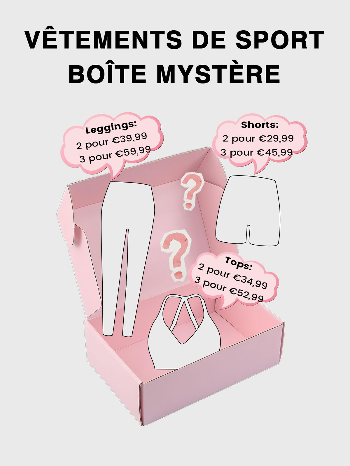Boîte Mystère de Vêtements de Sport – Leggings, Shorts ou Tops