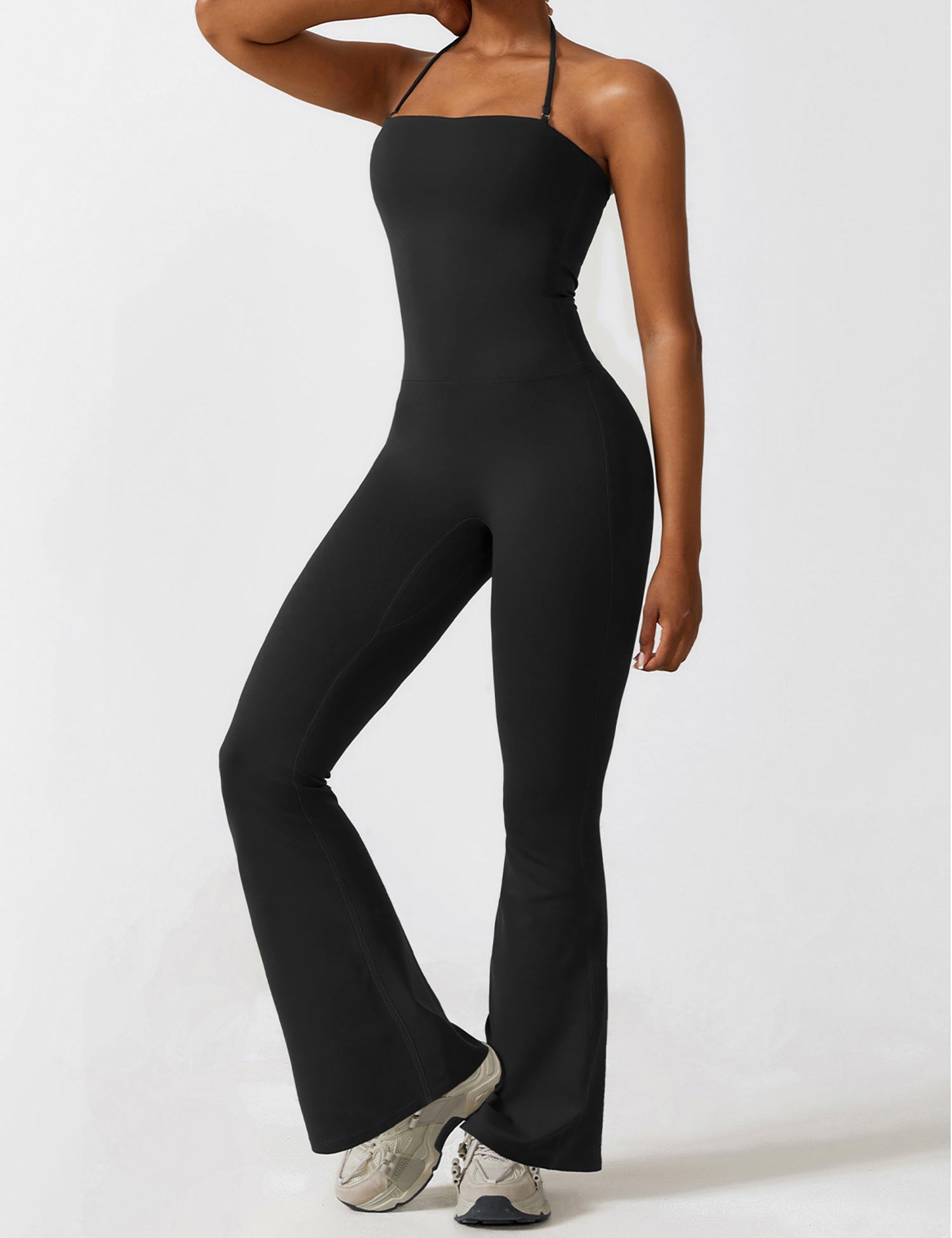 Yeoreo Ausgestellter Träger Jumpsuit/Overall Schwarz