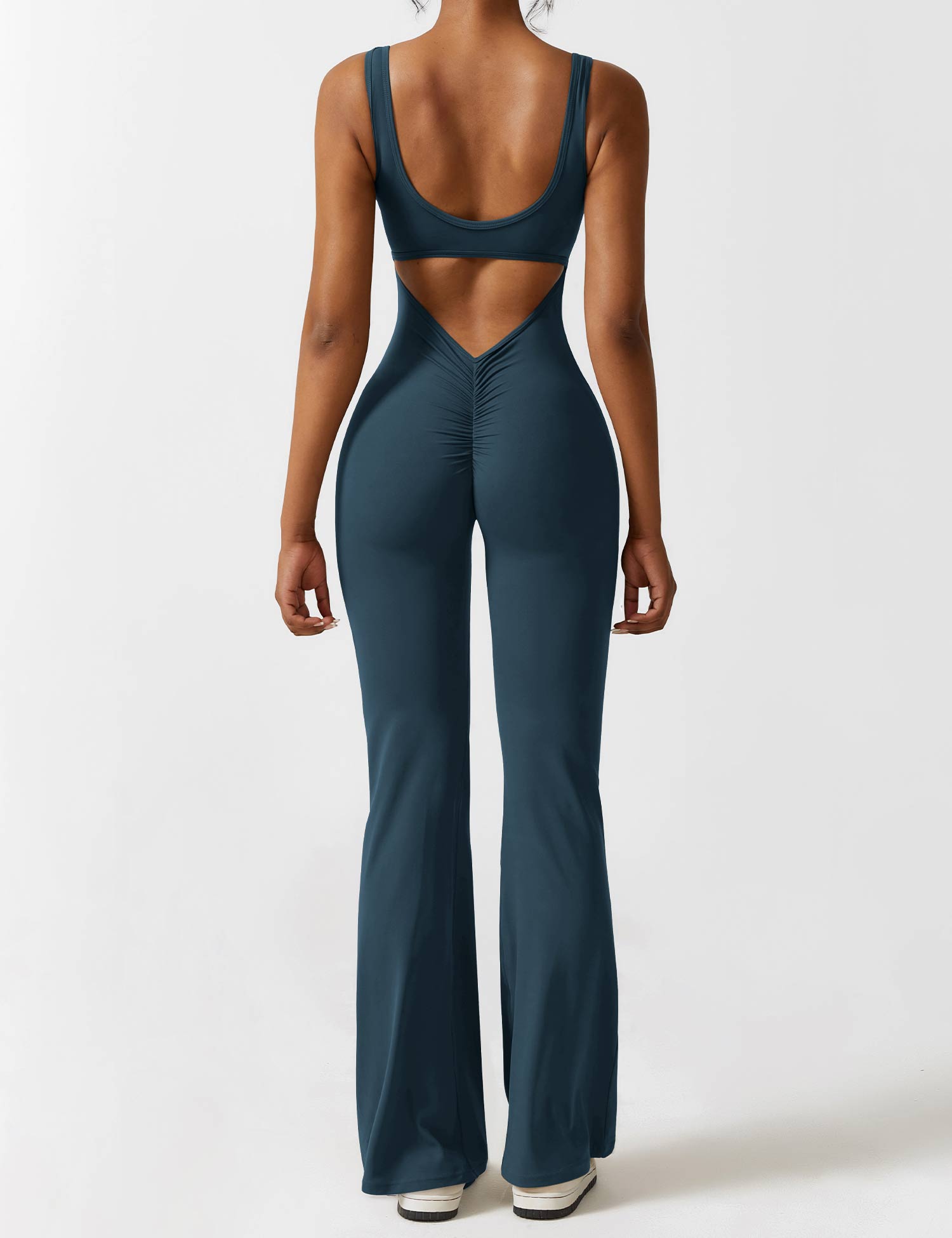 Yeoreo V-Rücken Ausgestellter Jumpsuit/Overall Blau Grün