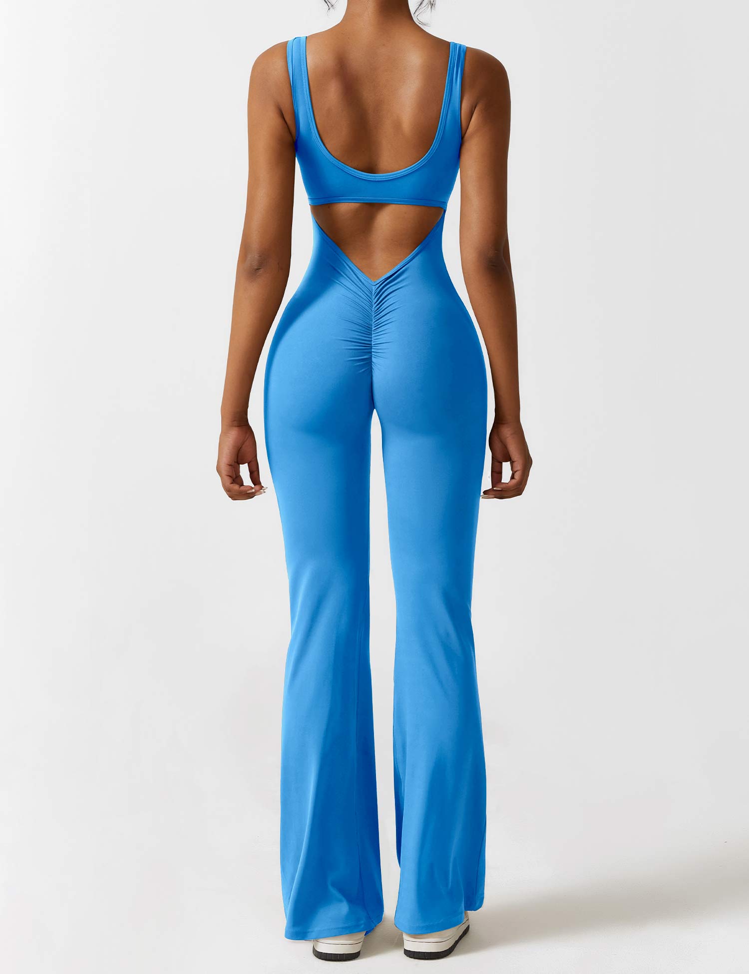 Yeoreo V-Rücken Ausgestellter Jumpsuit/Overall Blau