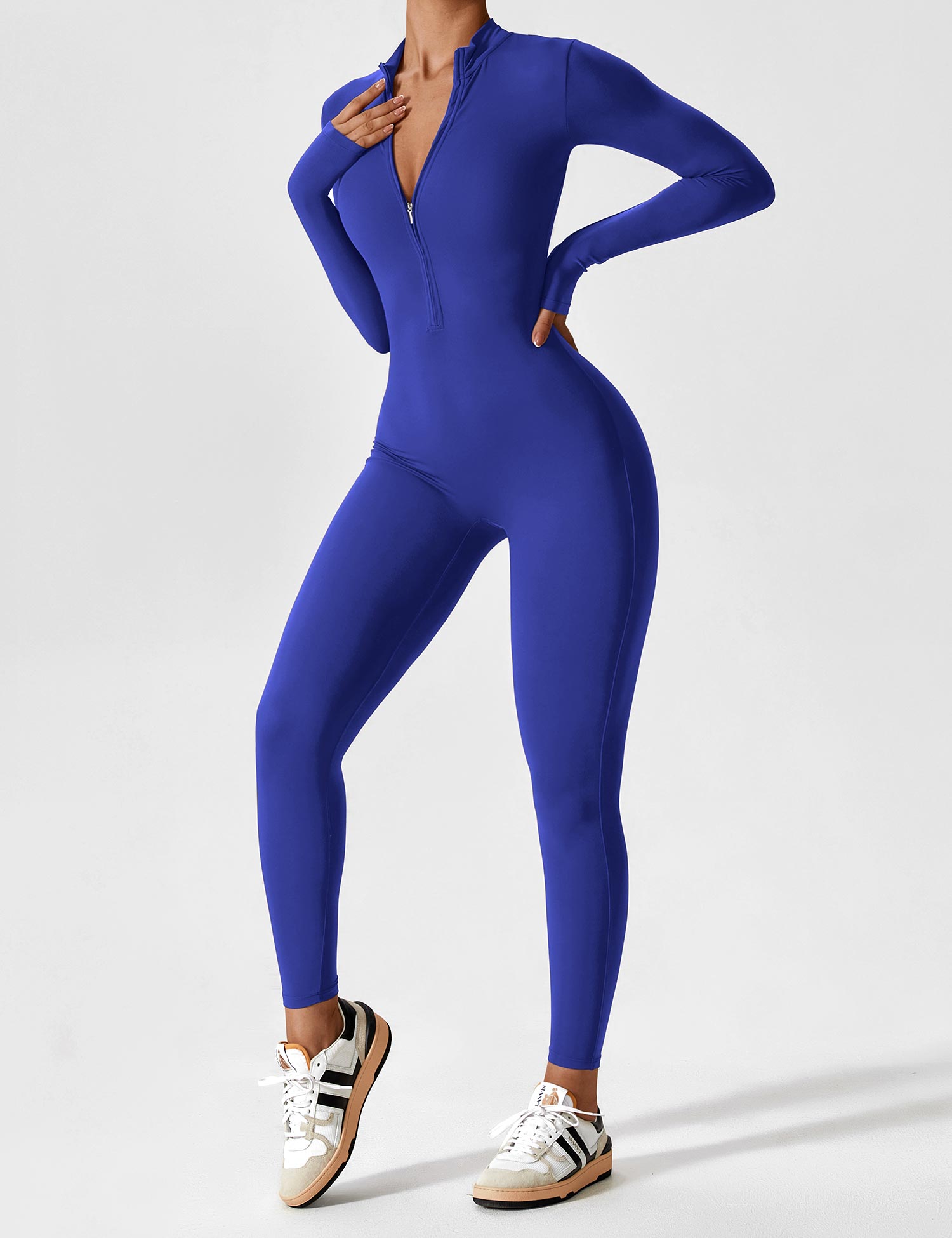 Yeoreo Langarm/Kurzarm Reißverschluss Jumpsuit/Overall Langarm Klein Blau