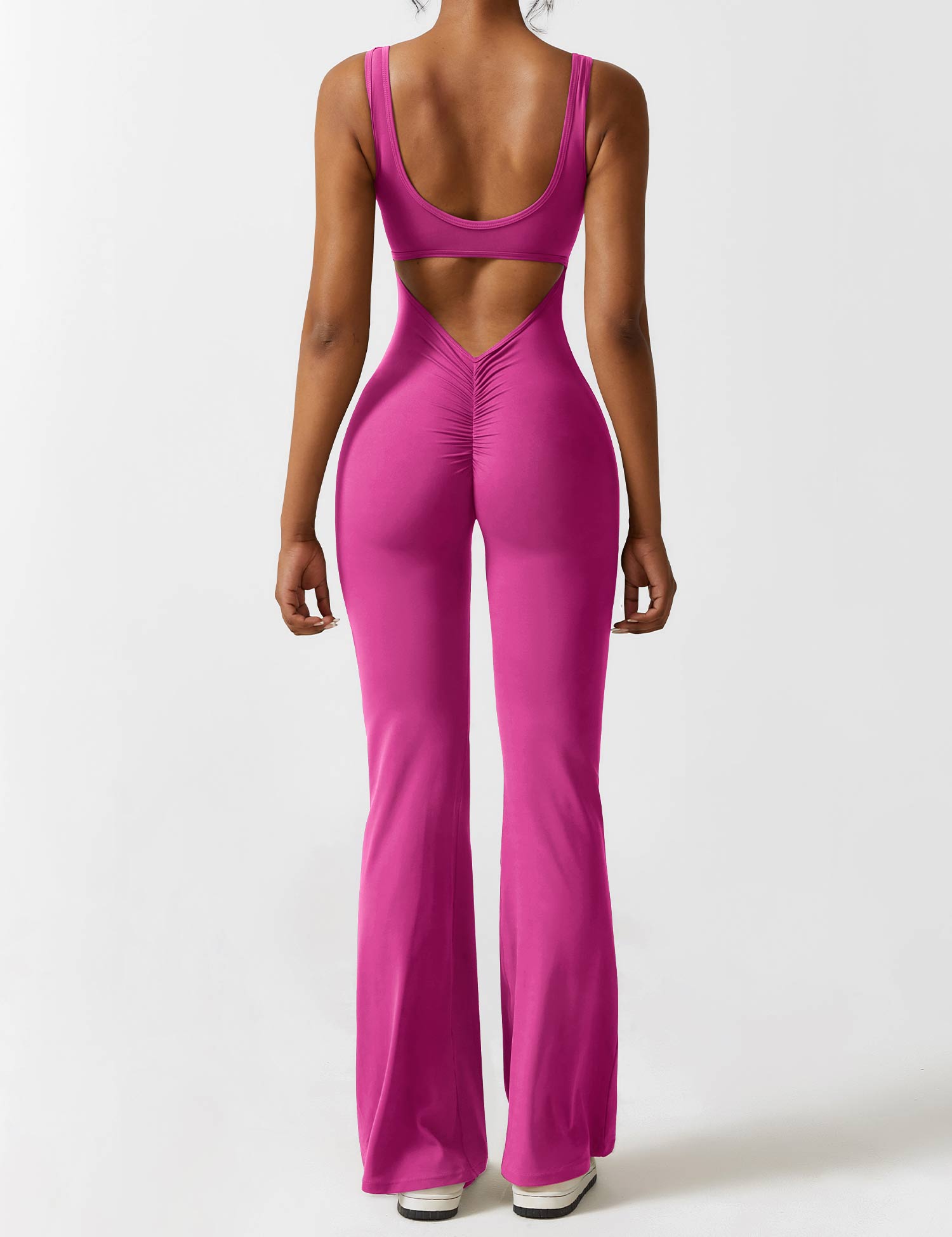 Yeoreo V-Rücken Ausgestellter Jumpsuit/Overall Rosa