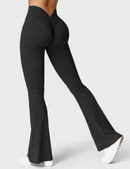 Yeoreo Daze V-Rücken Schlaghosen Flared Leggings Schwarz