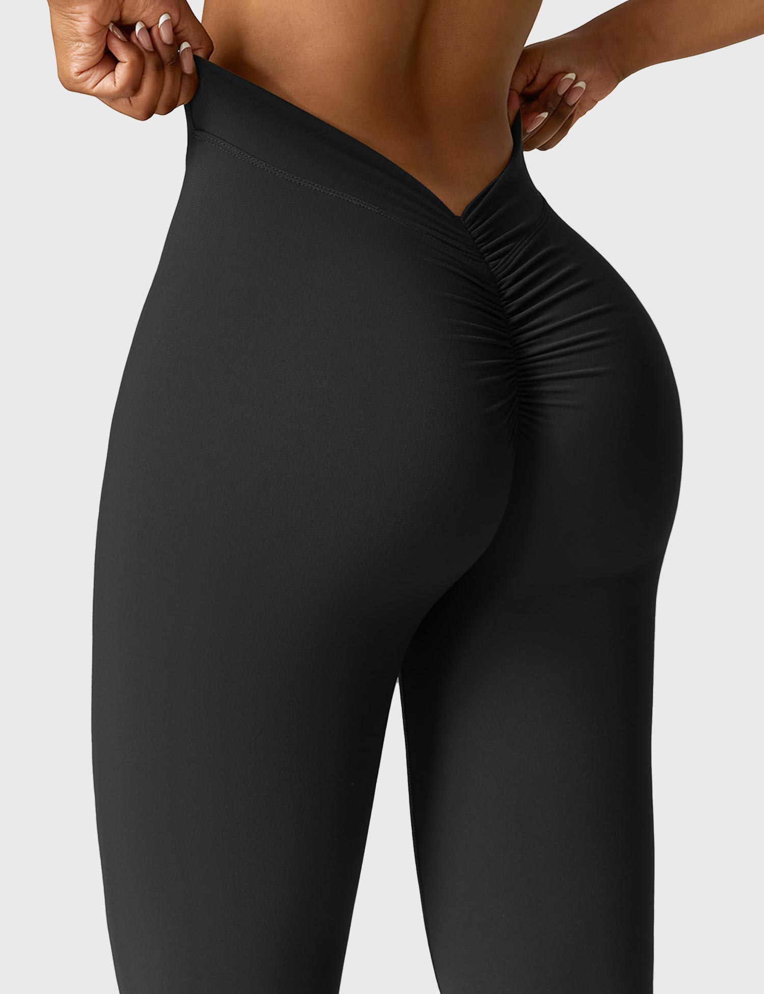 Yeoreo Daze V-Rücken Schlaghosen Flared Leggings Schwarz