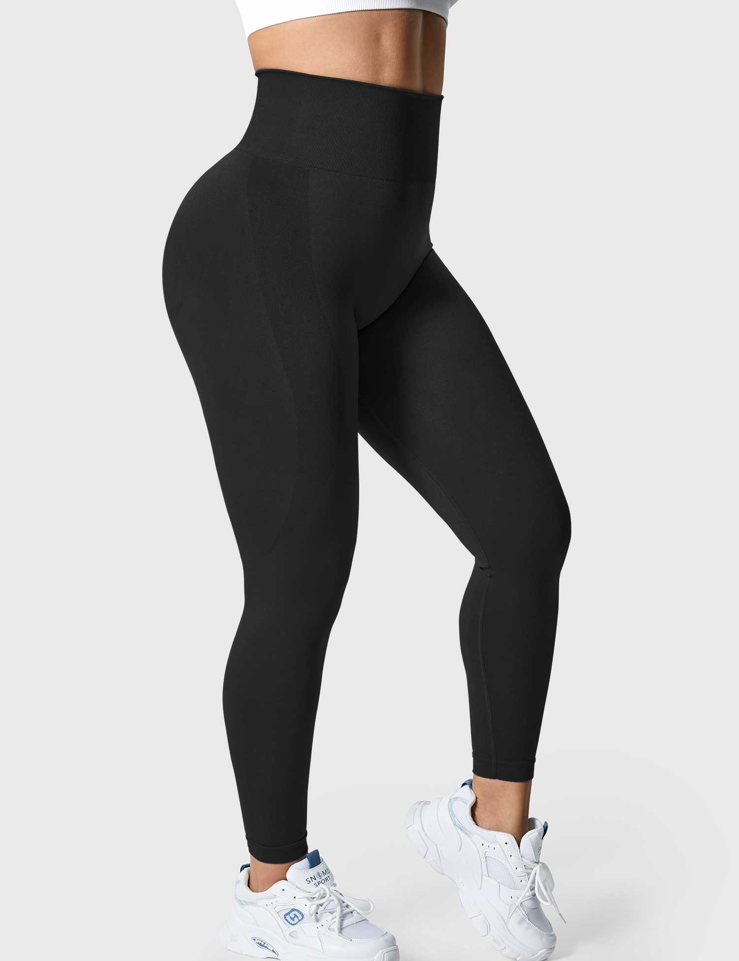 Yeoreo Solid Lächeln Kontur Leggings Schwarz