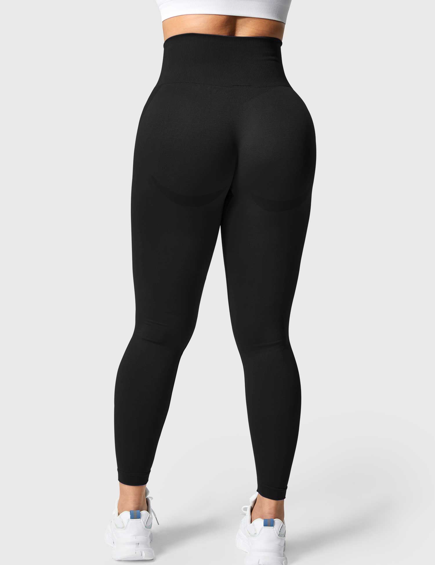 Yeoreo Solid Lächeln Kontur Leggings Schwarz