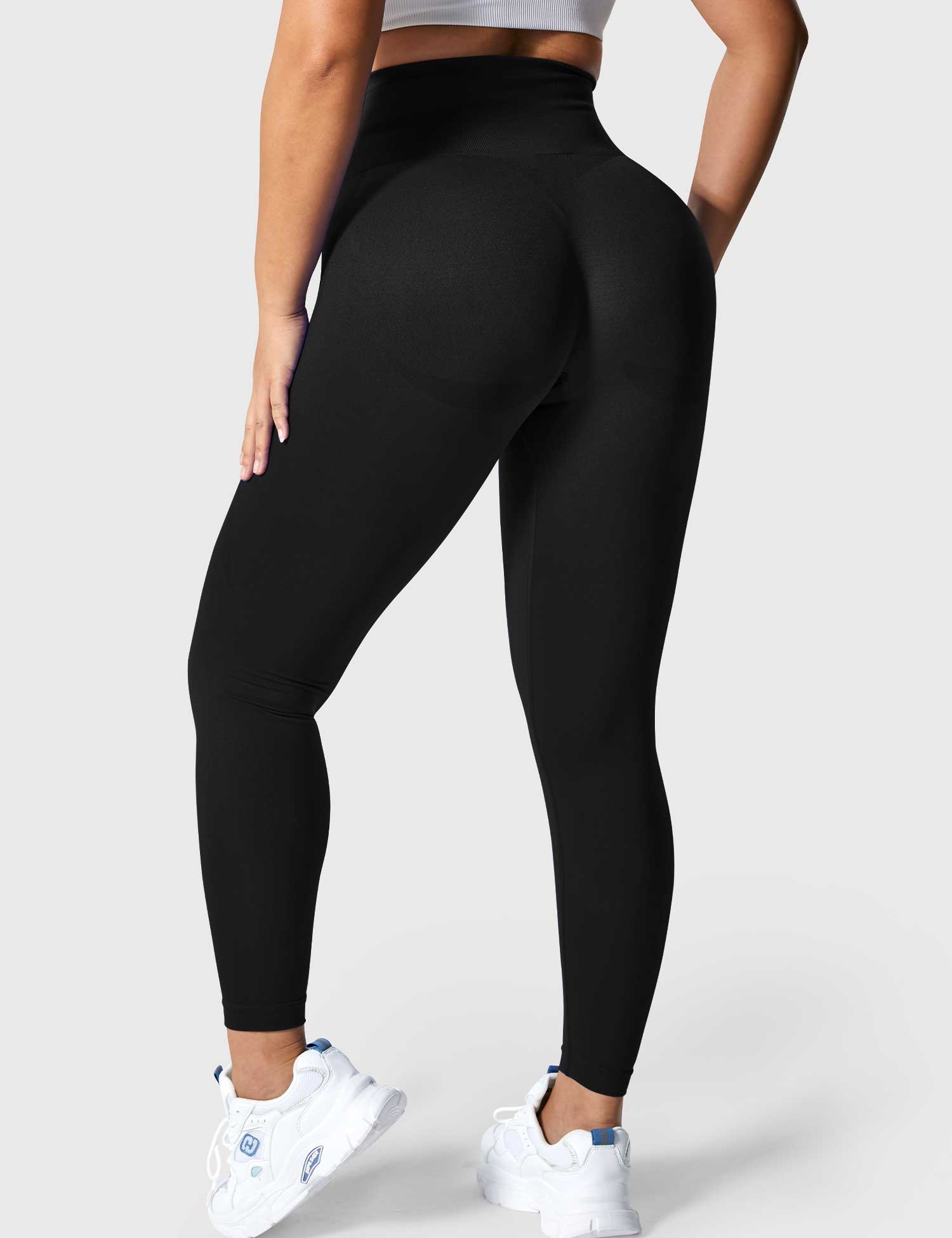 Yeoreo Solid Lächeln Kontur Leggings Schwarz