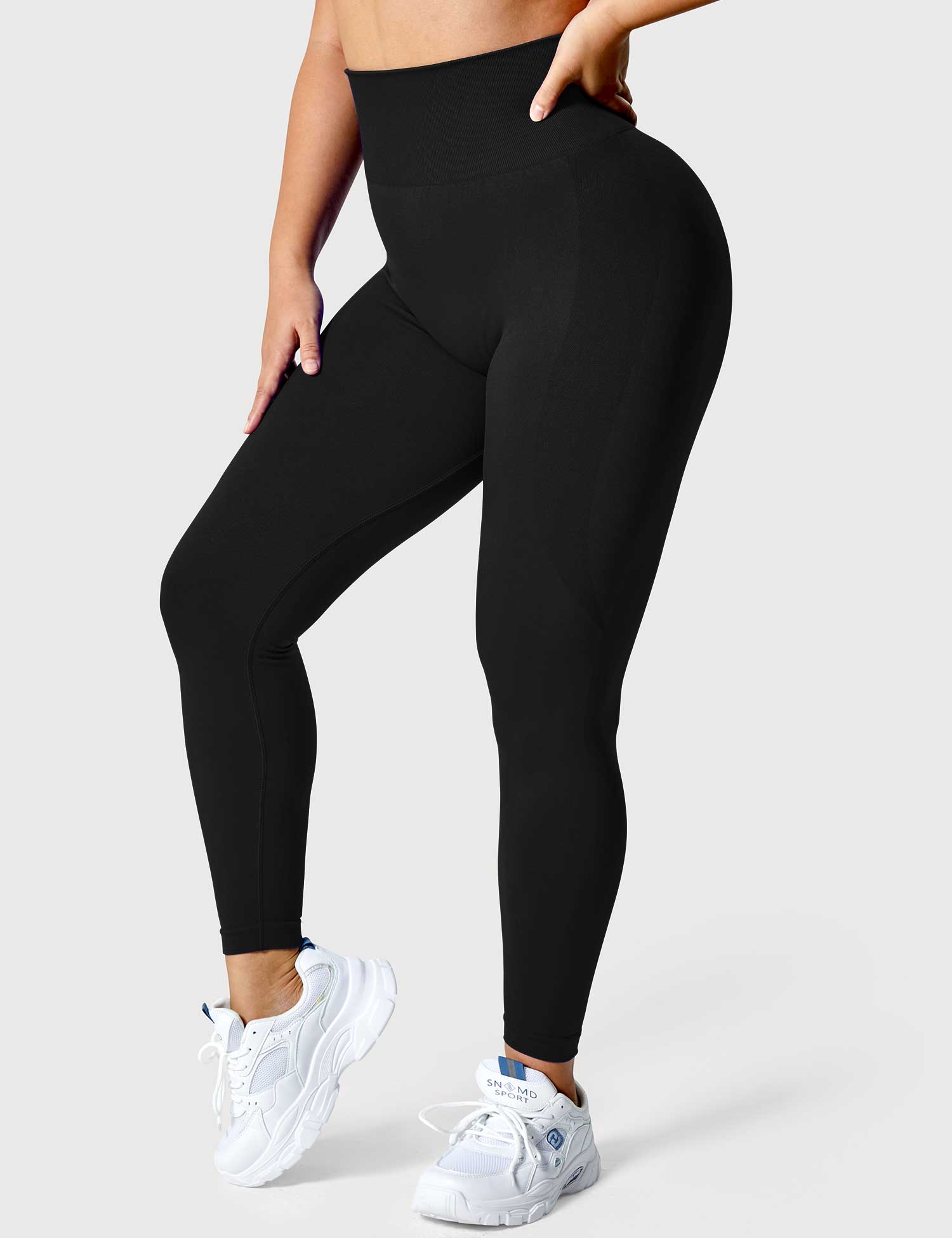 Yeoreo Solid Lächeln Kontur Leggings Schwarz