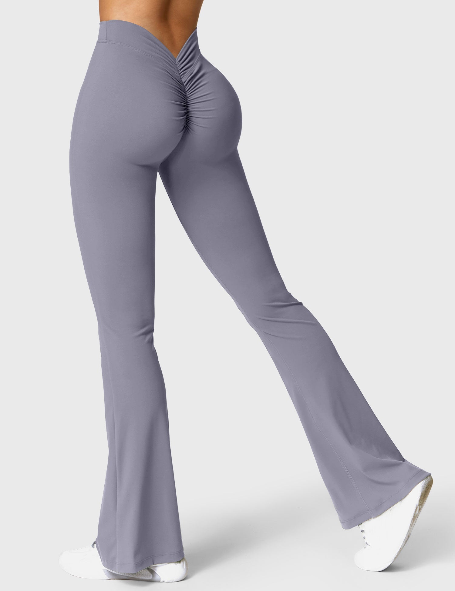 Yeoreo Daze V-Rücken Schlaghosen Flared Leggings Blau Grau