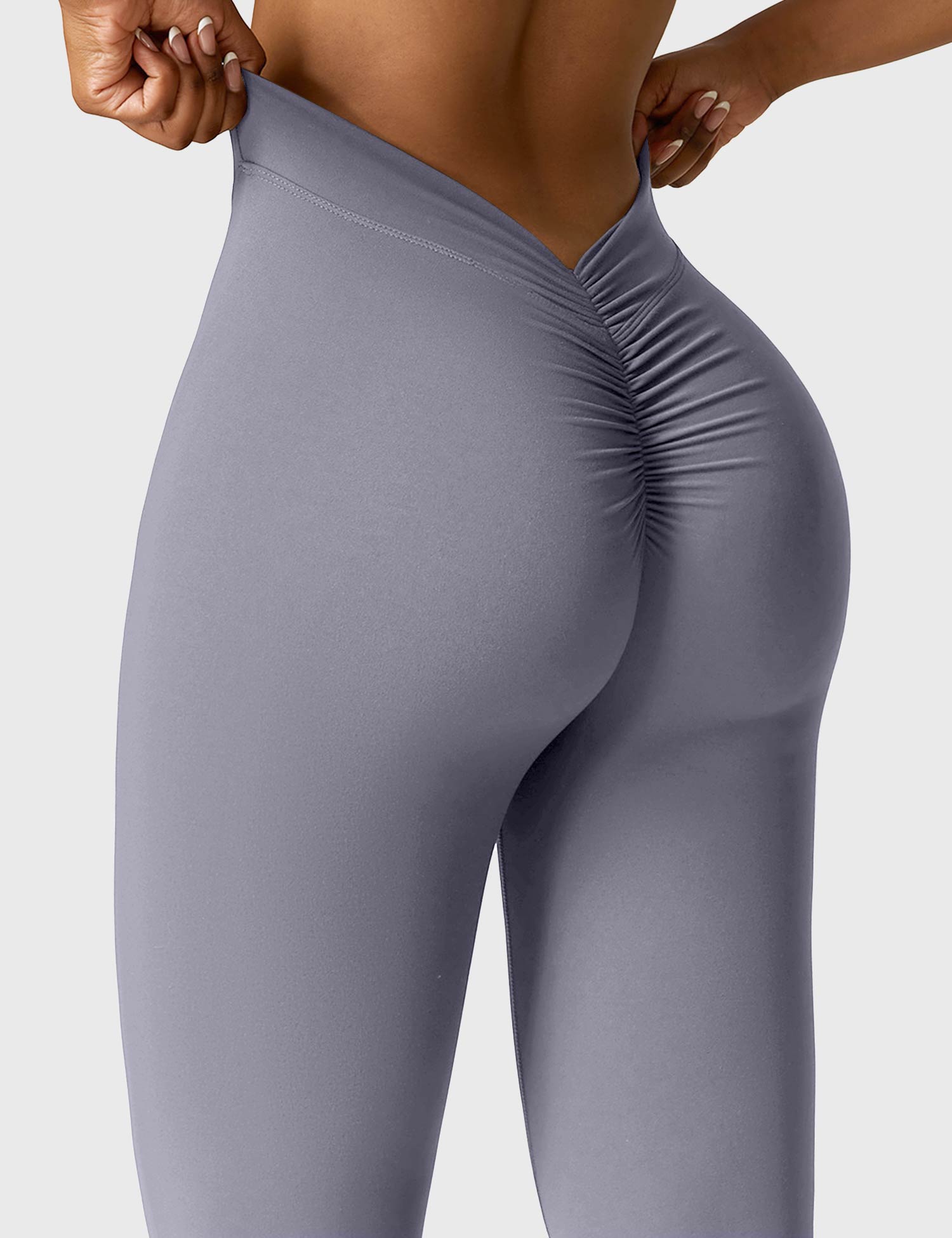 Yeoreo Daze V-Rücken Schlaghosen Flared Leggings Blau Grau