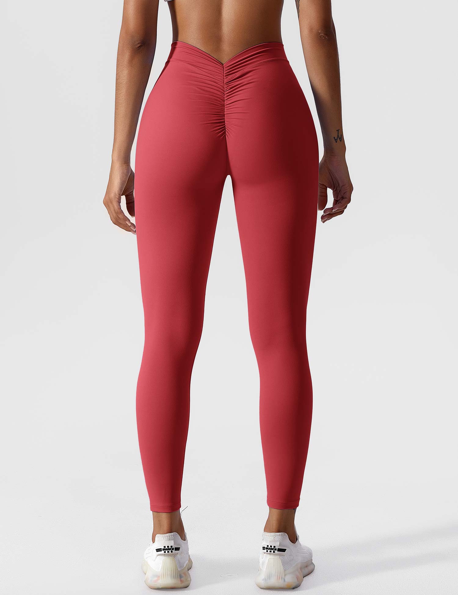 Yeoreo V-Rücken Scrunch Leggings Kirschrot