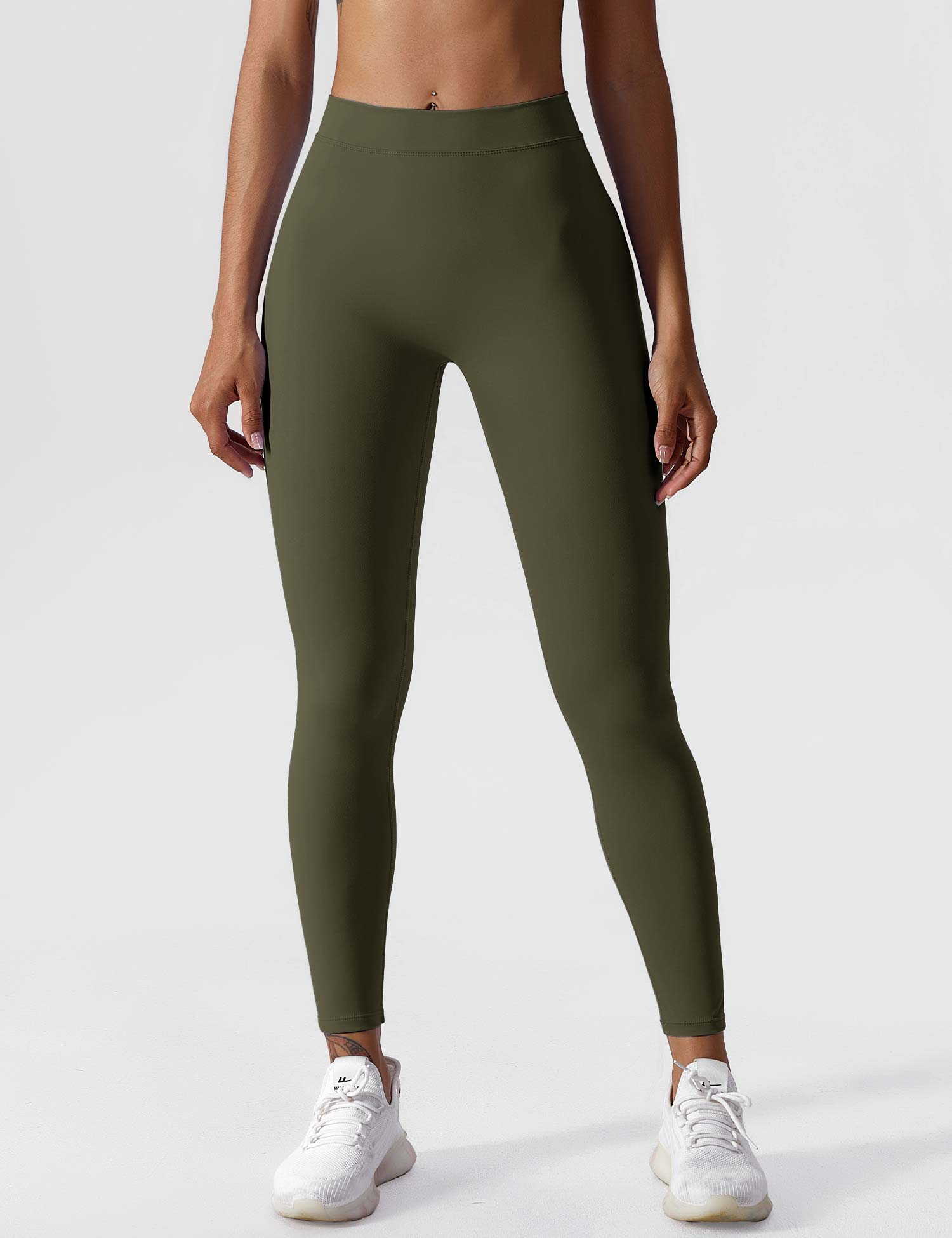 Yeoreo V-Rücken Scrunch Leggings Dunkeloliv