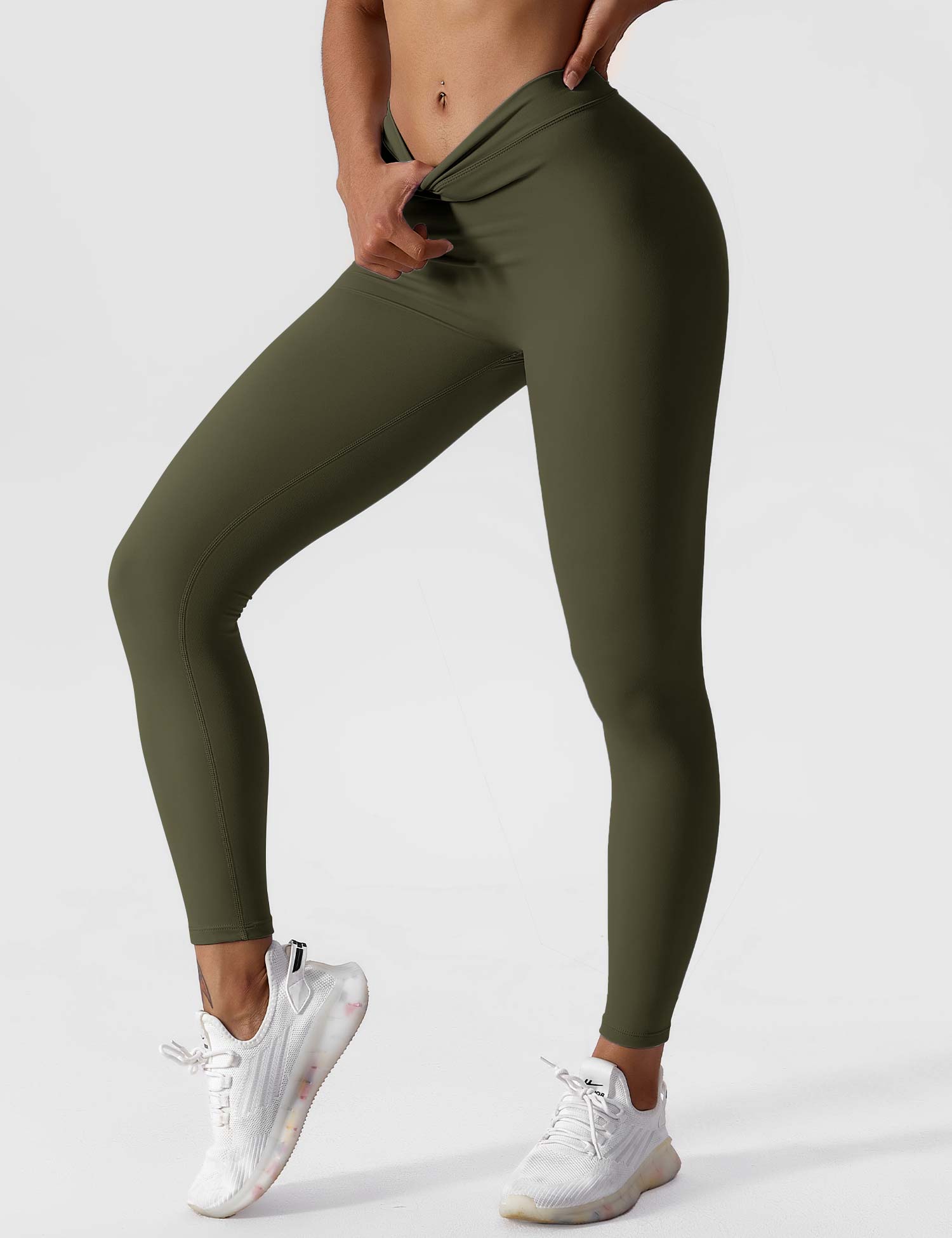 Yeoreo V-Rücken Scrunch Leggings Dunkeloliv