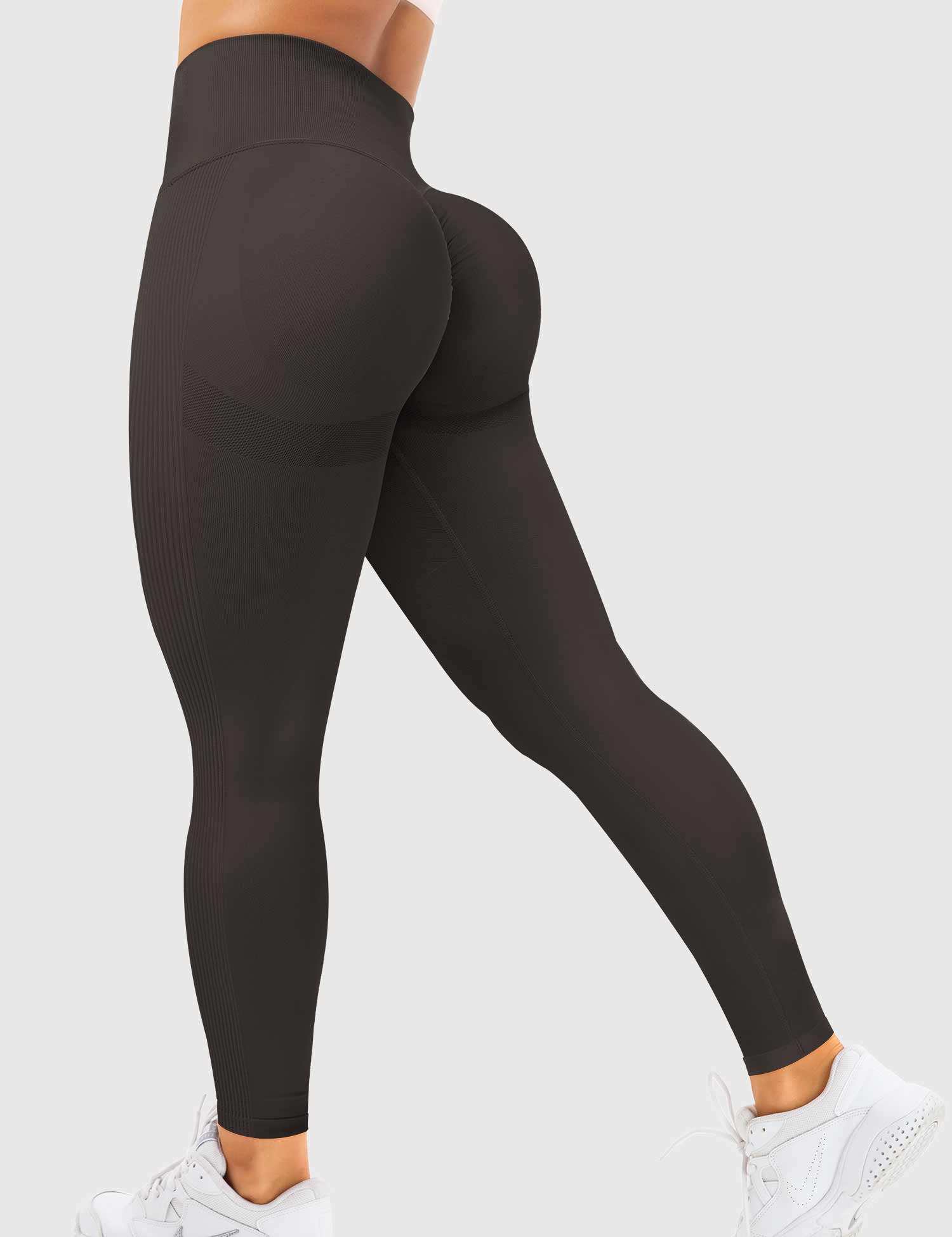 Yeoreo Solide Profi-Leggings Dunkelbraun