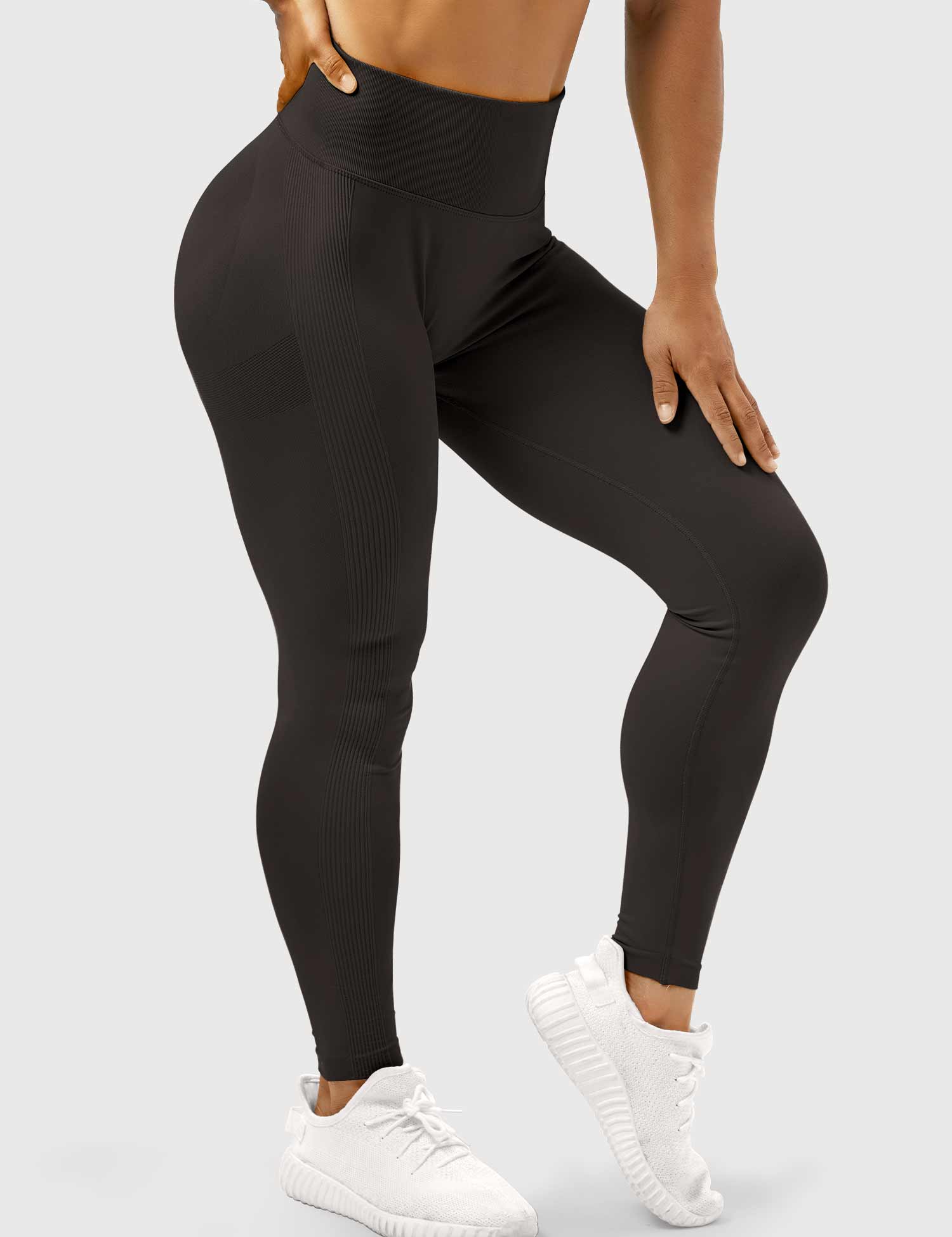 Yeoreo Solide Profi-Leggings Dunkelbraun