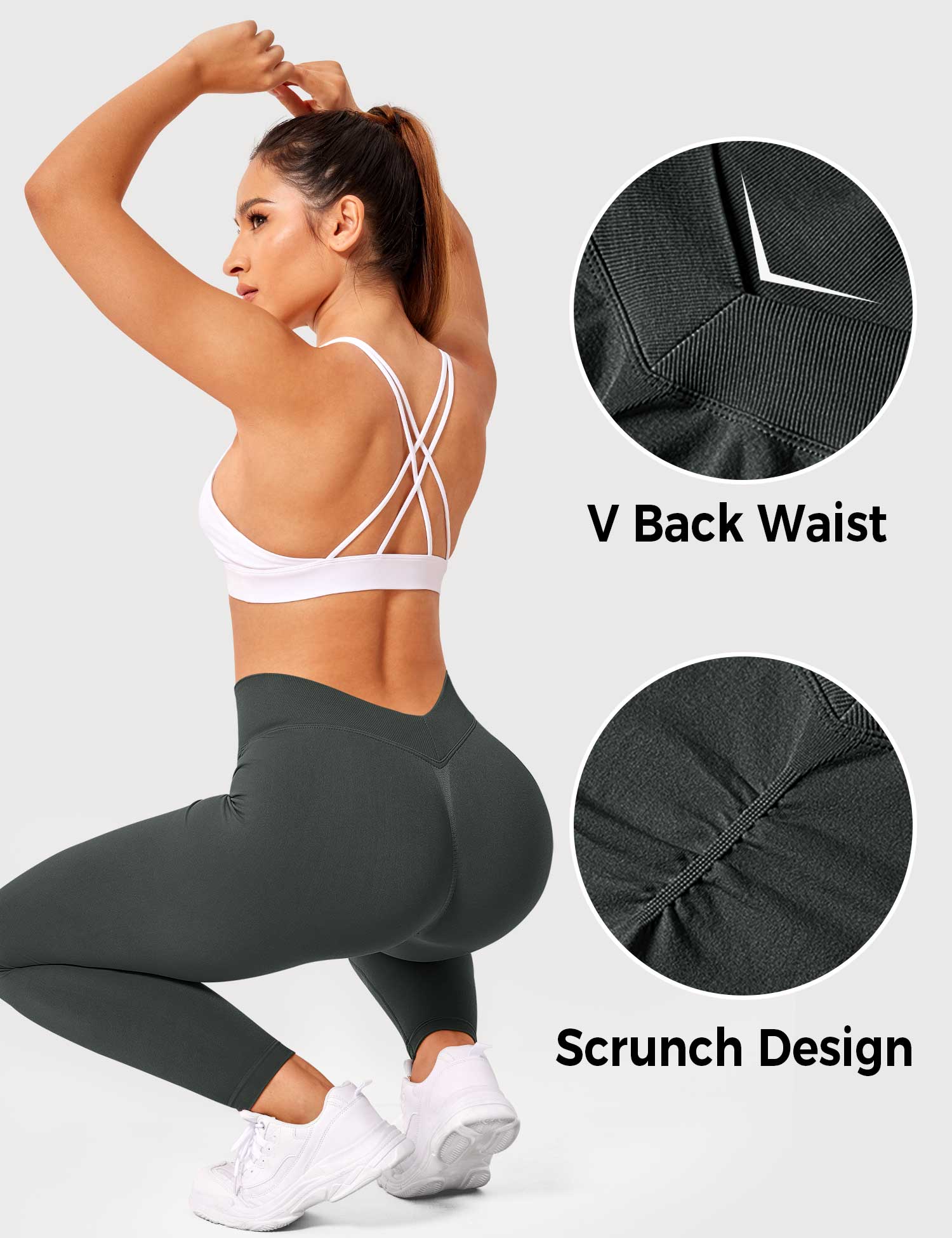 Yeoreo V-Rücken Alexi Leggings Rauchgrau