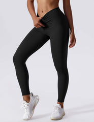 Yeoreo V-Rücken Scrunch Leggings Schwarz