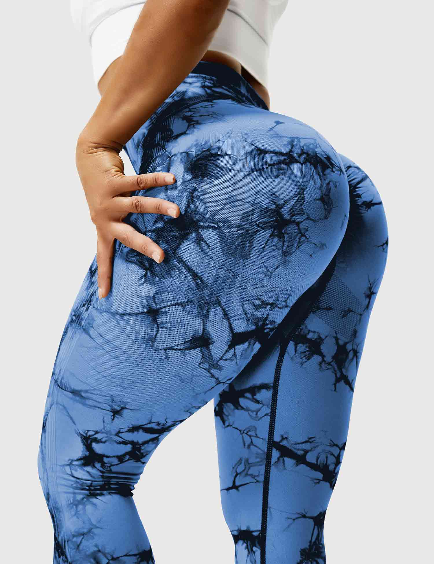 Yeoreo Professionelle Tie Dye Leggings Schwarz Blau