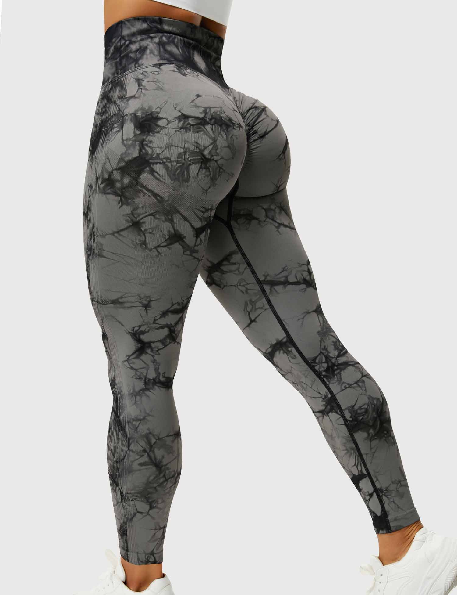 Yeoreo Professionelle Tie Dye Leggings Schwarz Grau