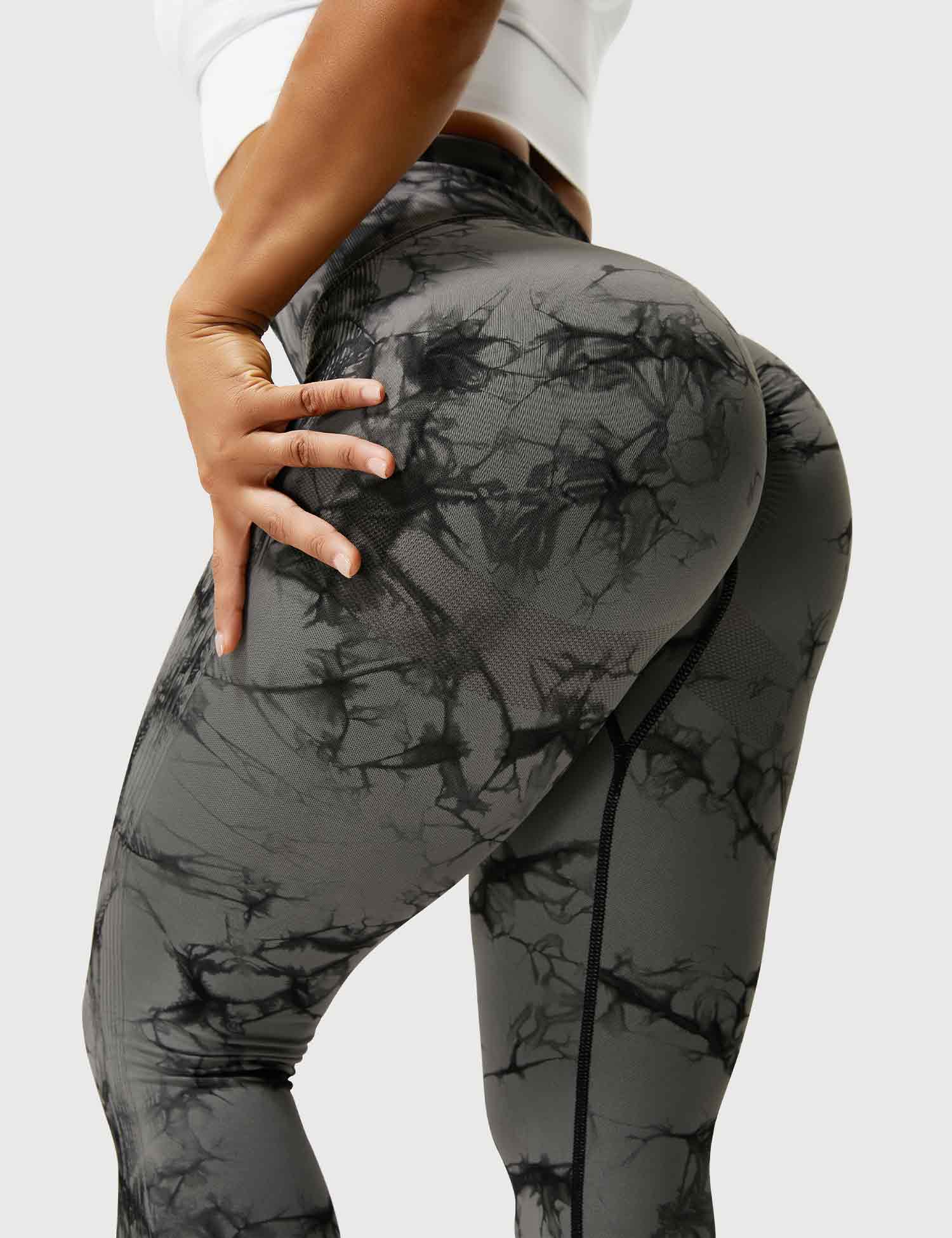 Yeoreo Professionelle Tie Dye Leggings Schwarz Grau