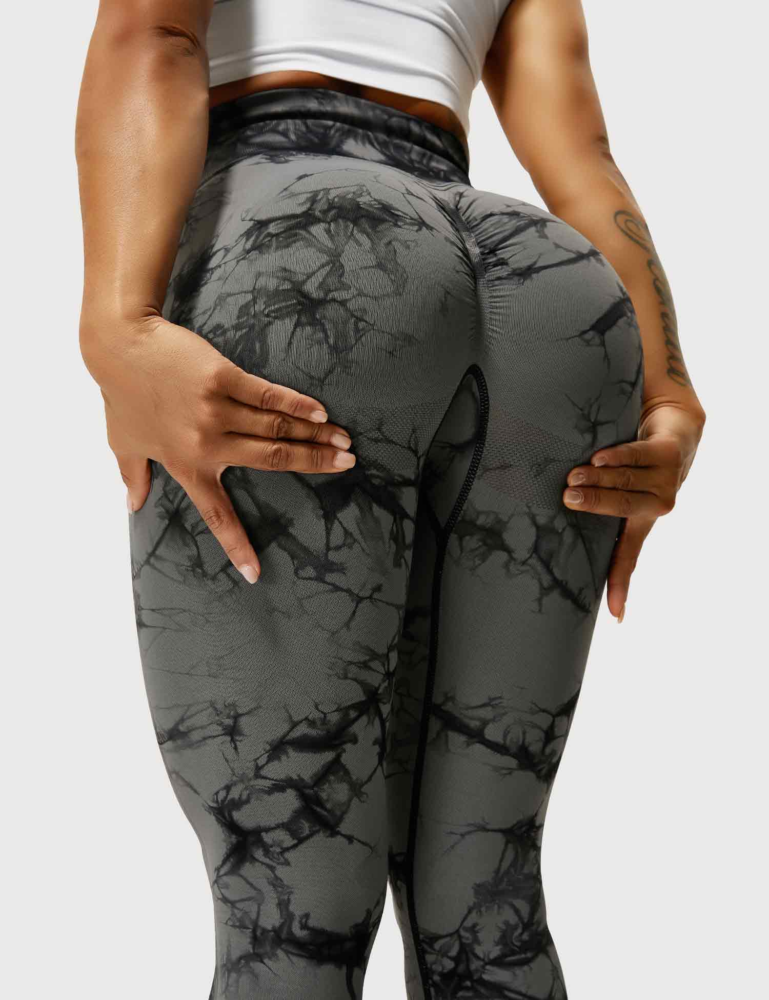 Yeoreo Professionelle Tie Dye Leggings Schwarz Grau