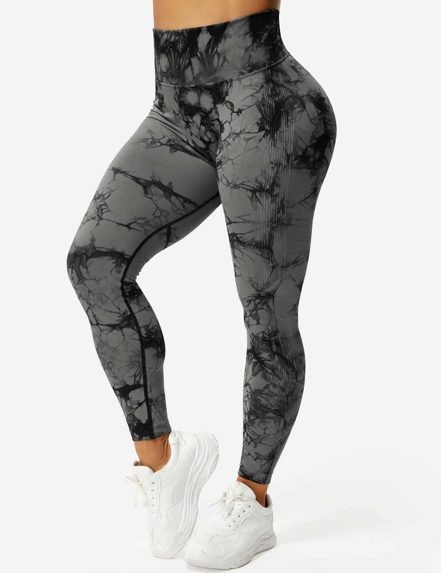 Yeoreo Professionelle Tie Dye Leggings Schwarz Grau