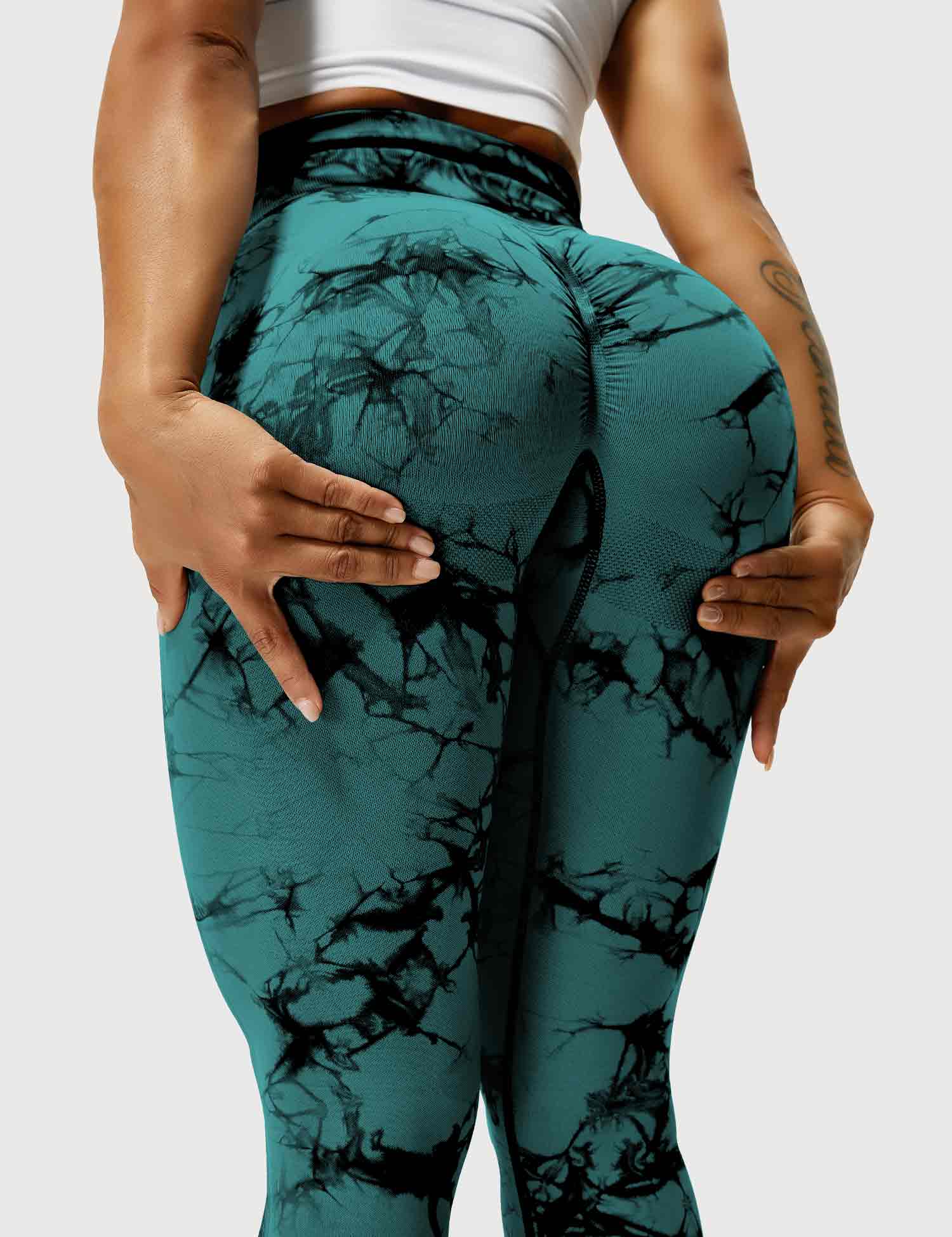 Yeoreo Professionelle Tie Dye Leggings Blau Grün