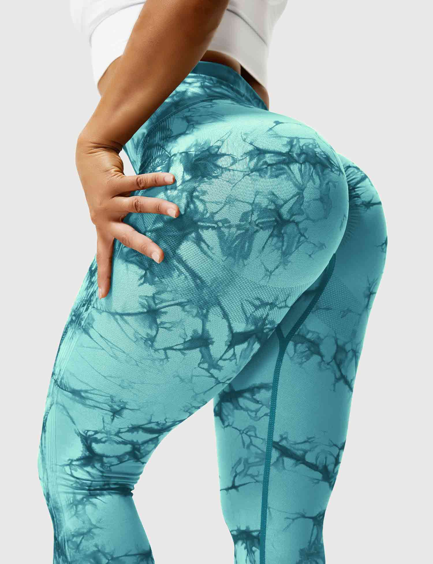 Yeoreo Professionelle Tie Dye Leggings Cyanblau