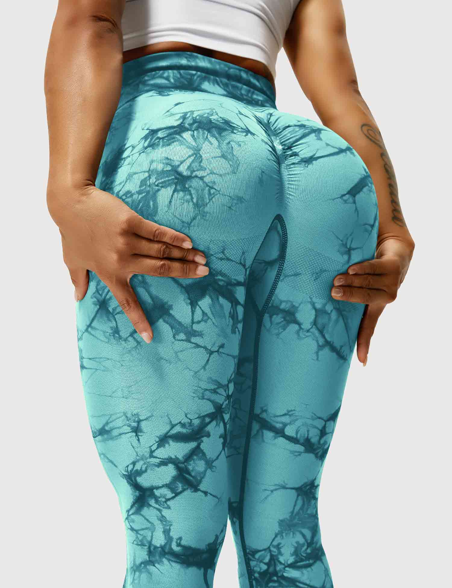 Yeoreo Professionelle Tie Dye Leggings Cyanblau