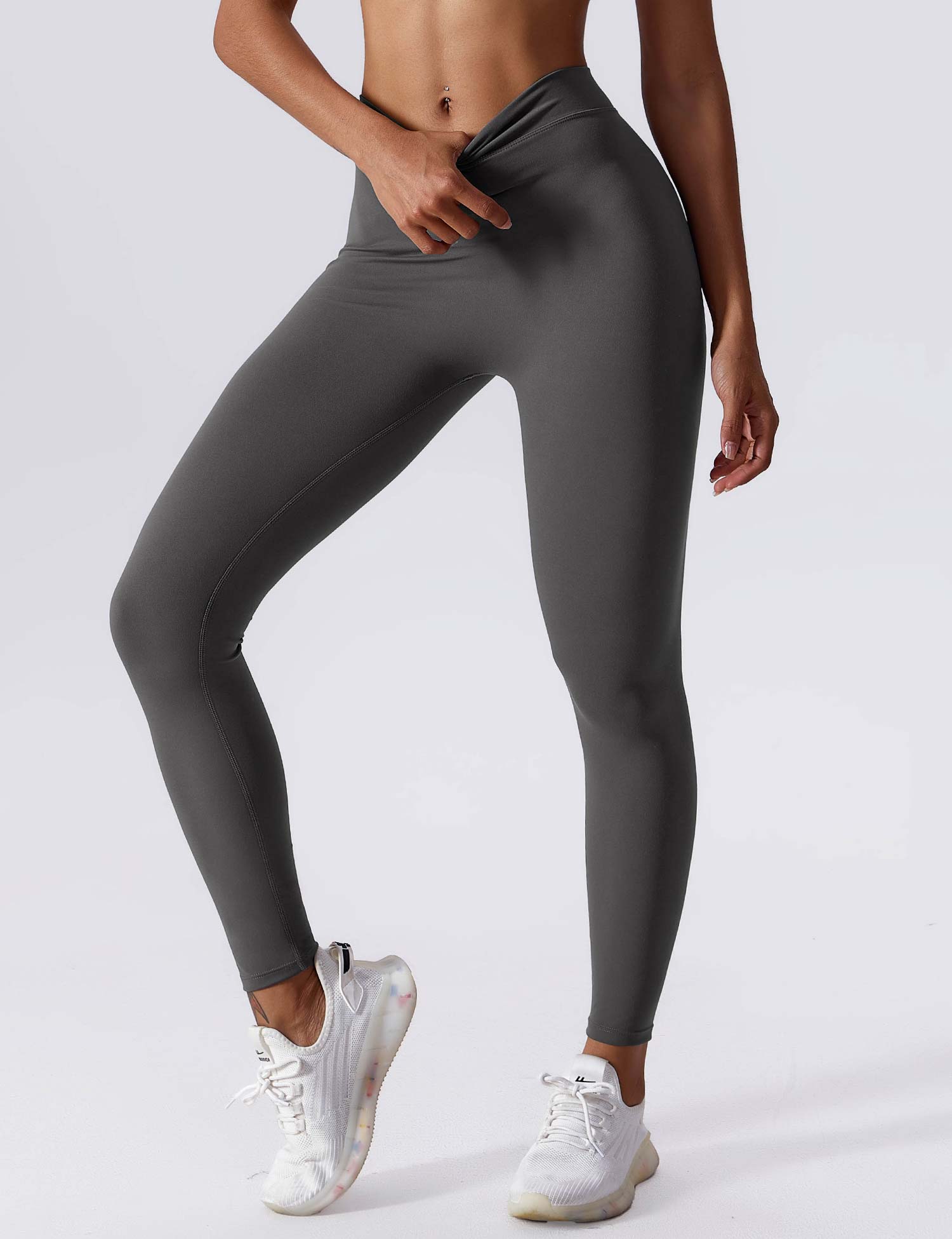 Yeoreo V-Rücken Scrunch Leggings Grau