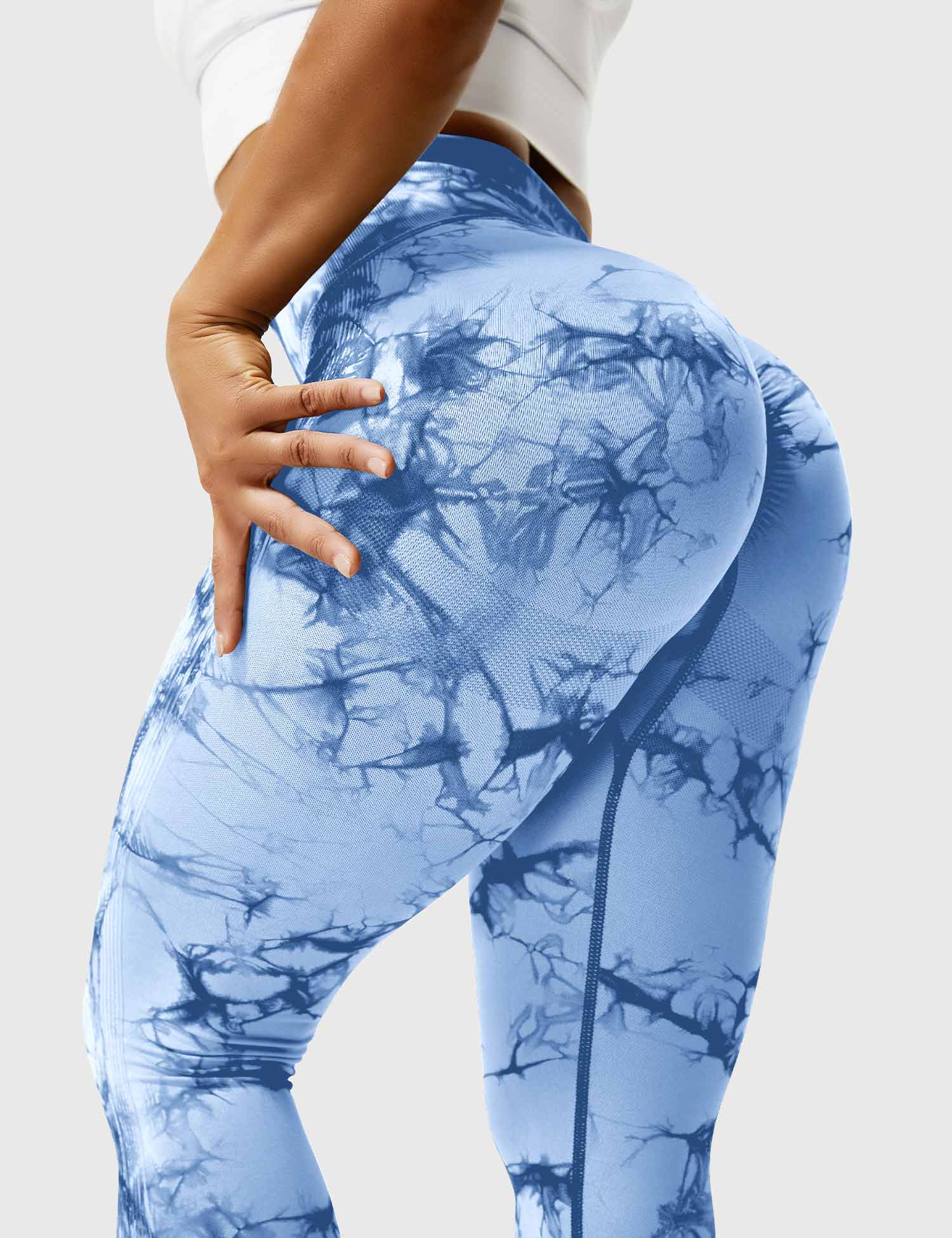 Yeoreo Professionelle Tie Dye Leggings Hellblau