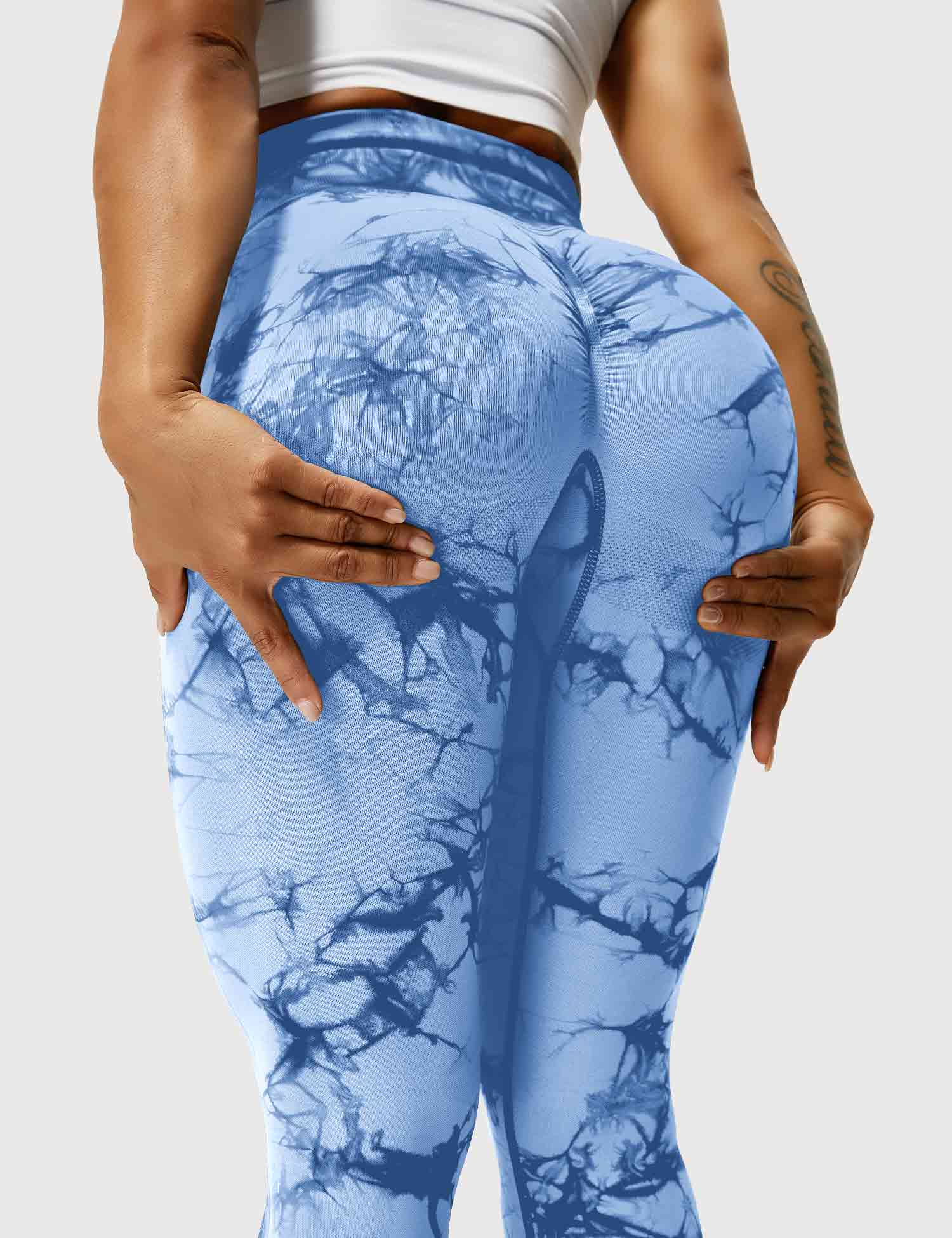 Yeoreo Professionelle Tie Dye Leggings Hellblau