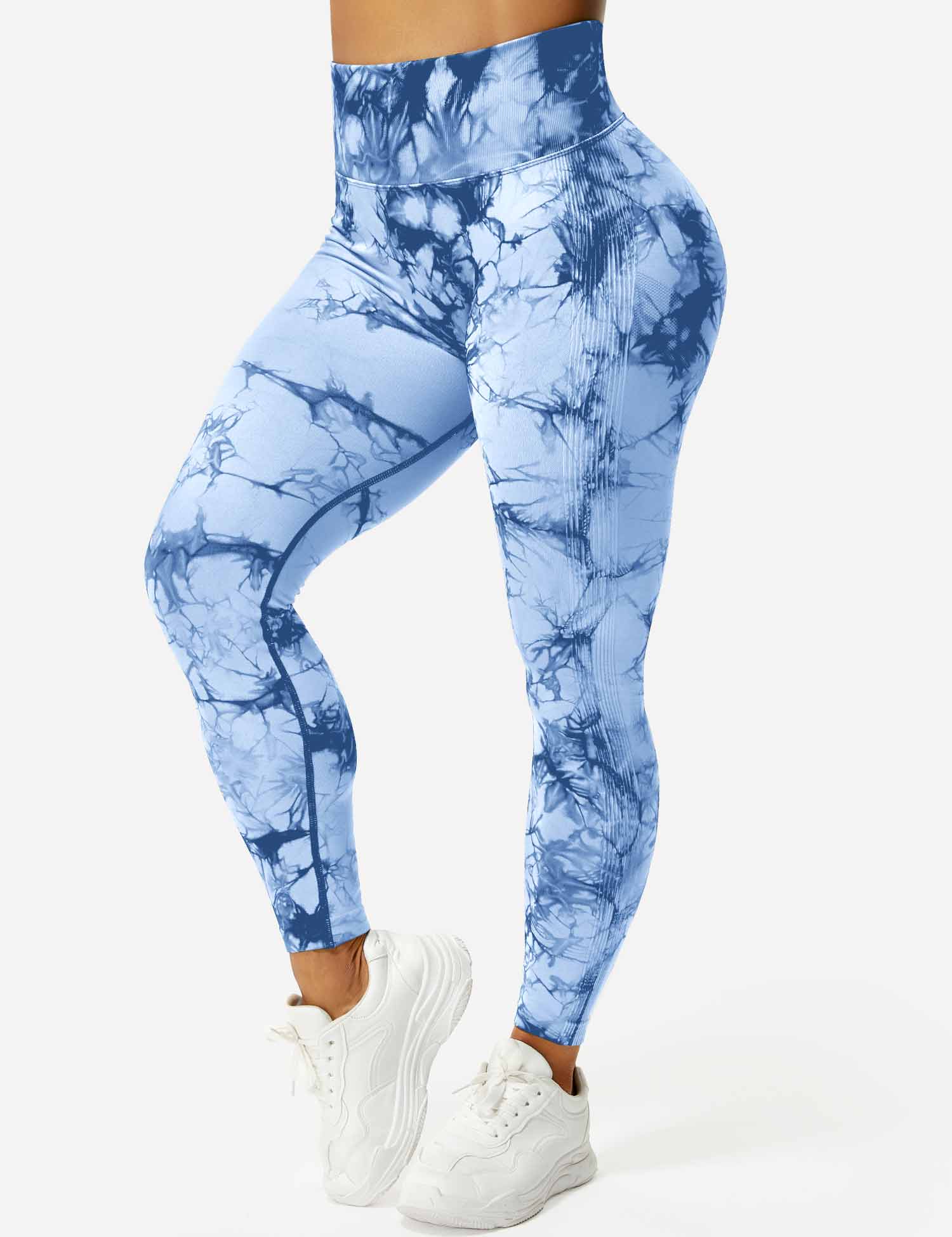 Yeoreo Professionelle Tie Dye Leggings Hellblau