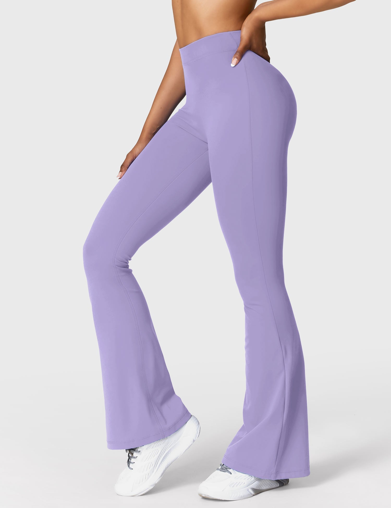 Yeoreo Daze V-Rücken Schlaghosen Flared Leggings Hellviolett