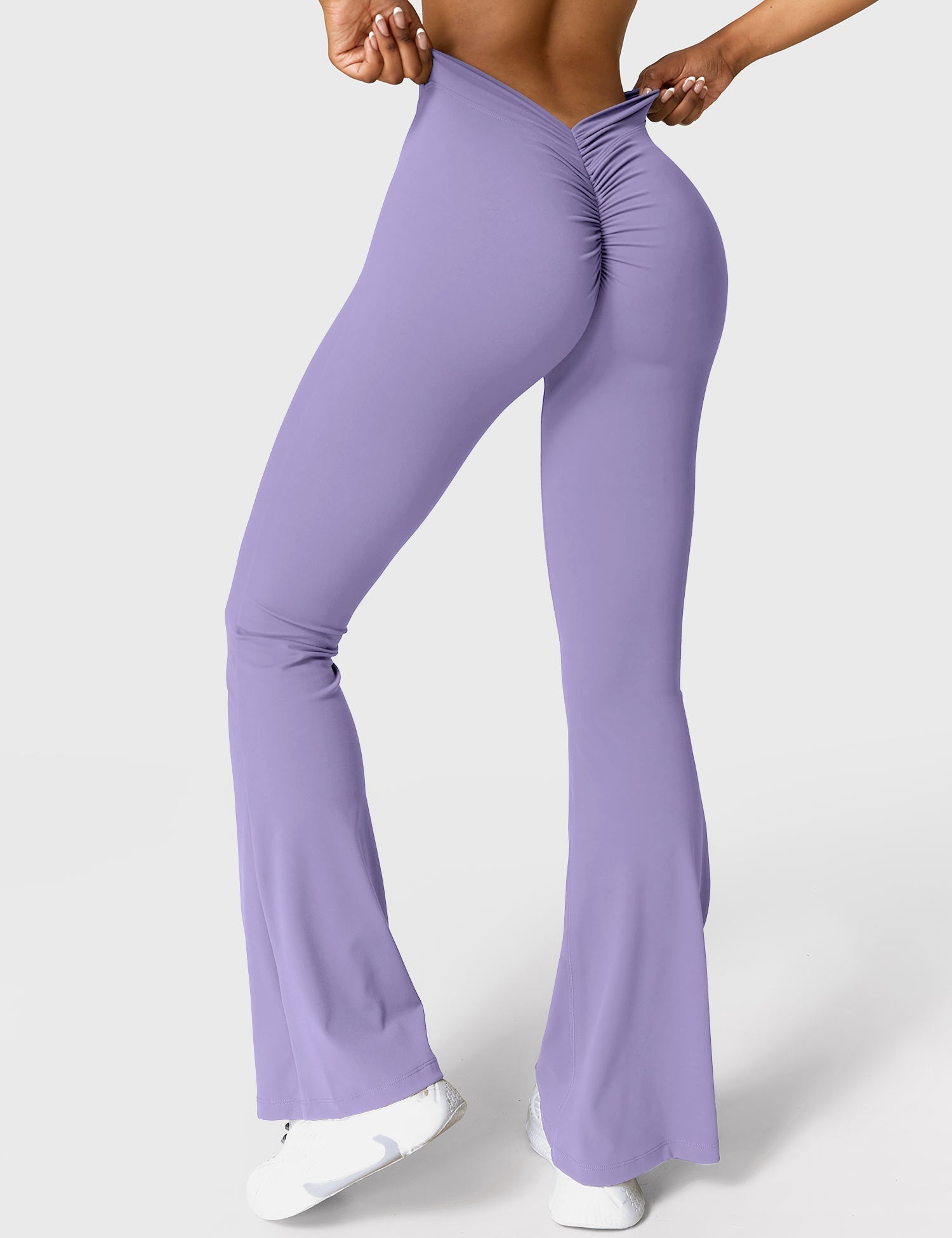 Yeoreo Daze V-Rücken Schlaghosen Flared Leggings Hellviolett