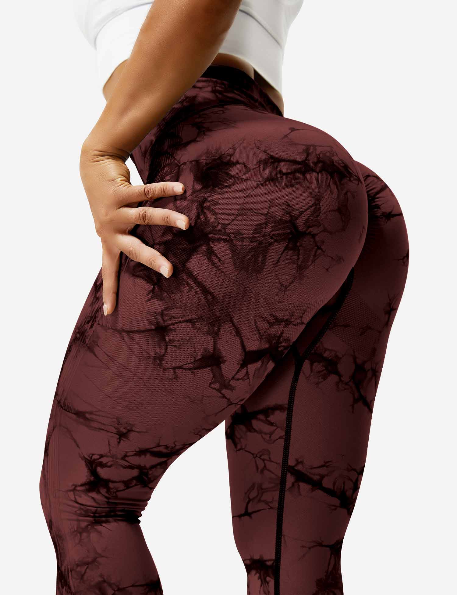 Yeoreo Professionelle Tie Dye Leggings Rot Braun