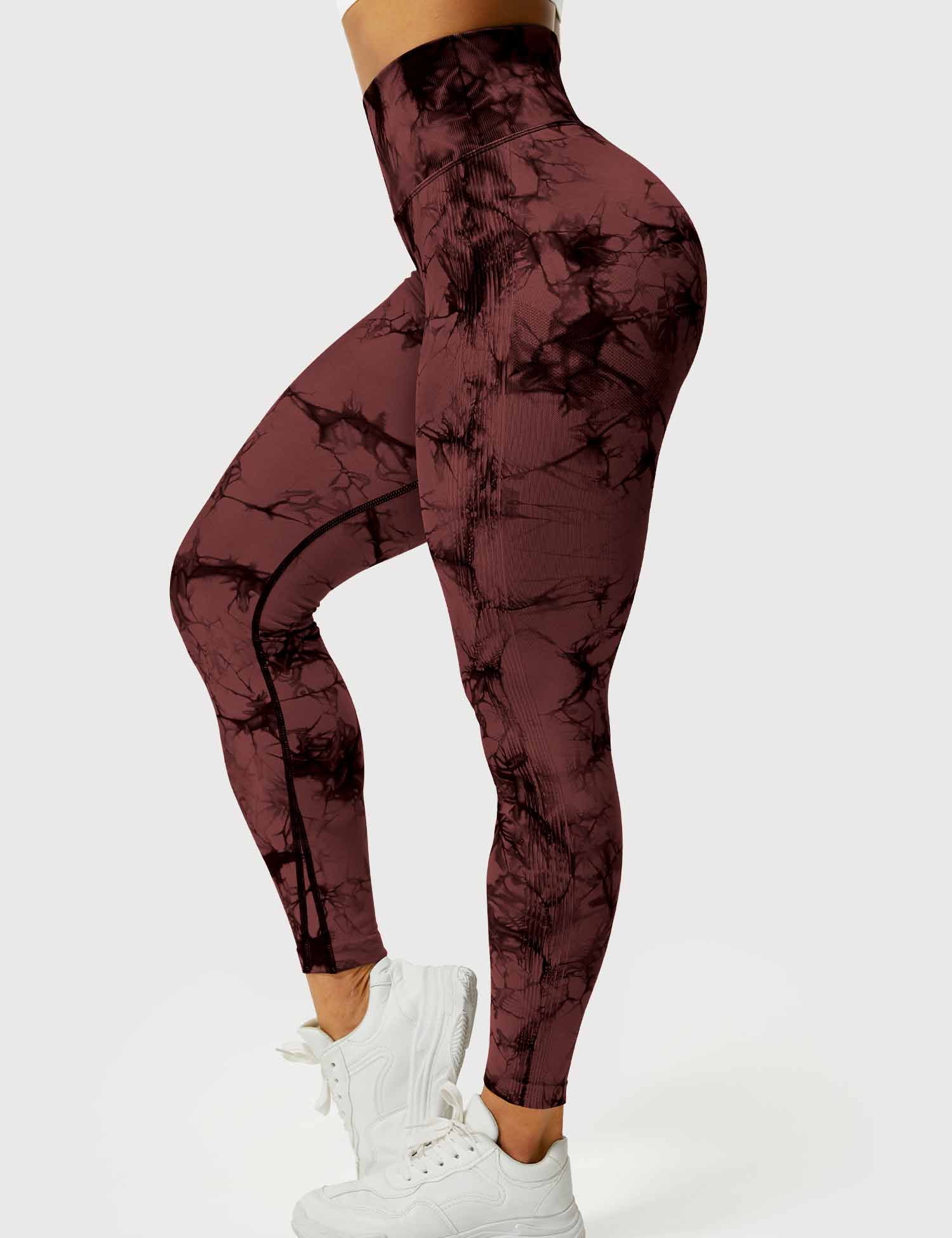 Yeoreo Professionelle Tie Dye Leggings Rot Braun