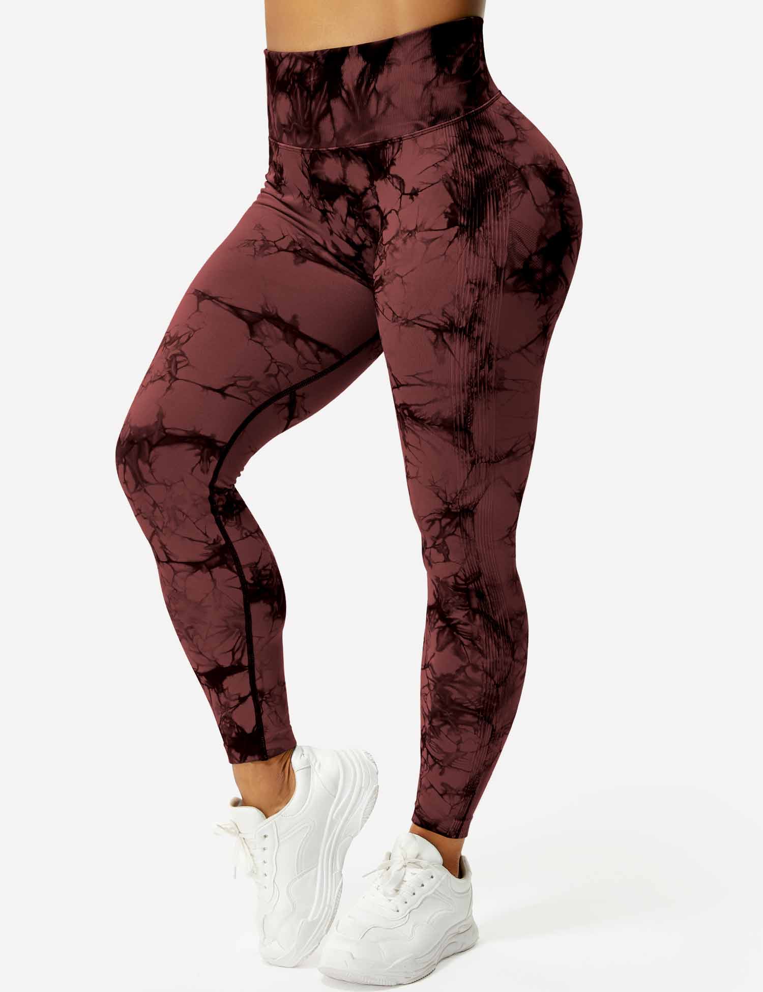 Yeoreo Professionelle Tie Dye Leggings Rot Braun