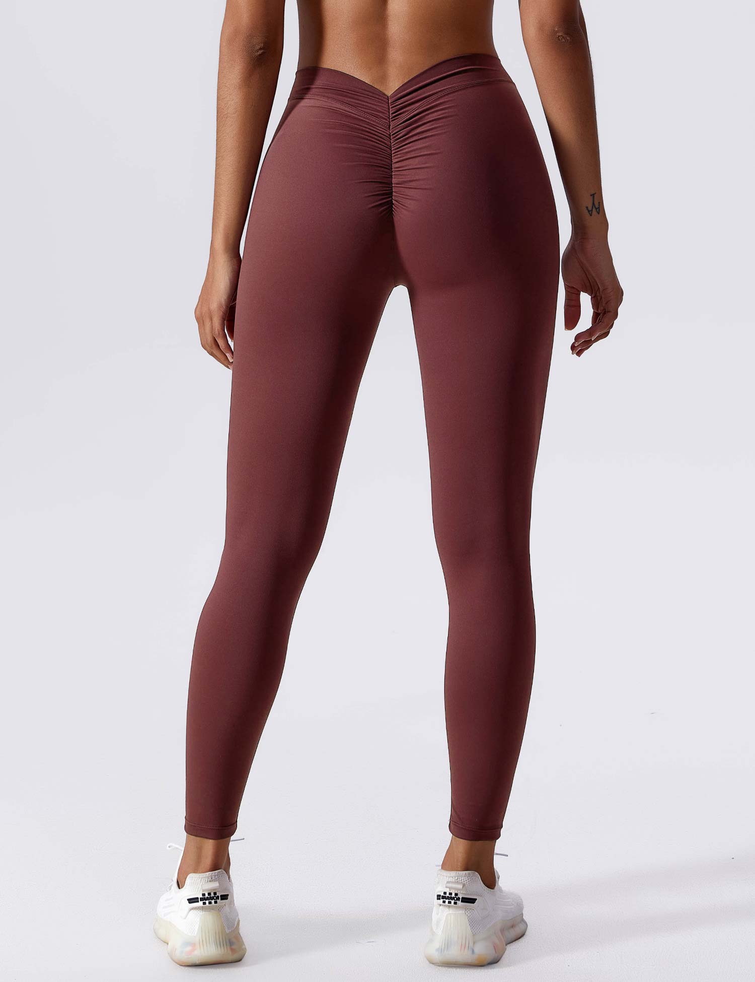 Yeoreo V-Rücken Scrunch Leggings Weinrot