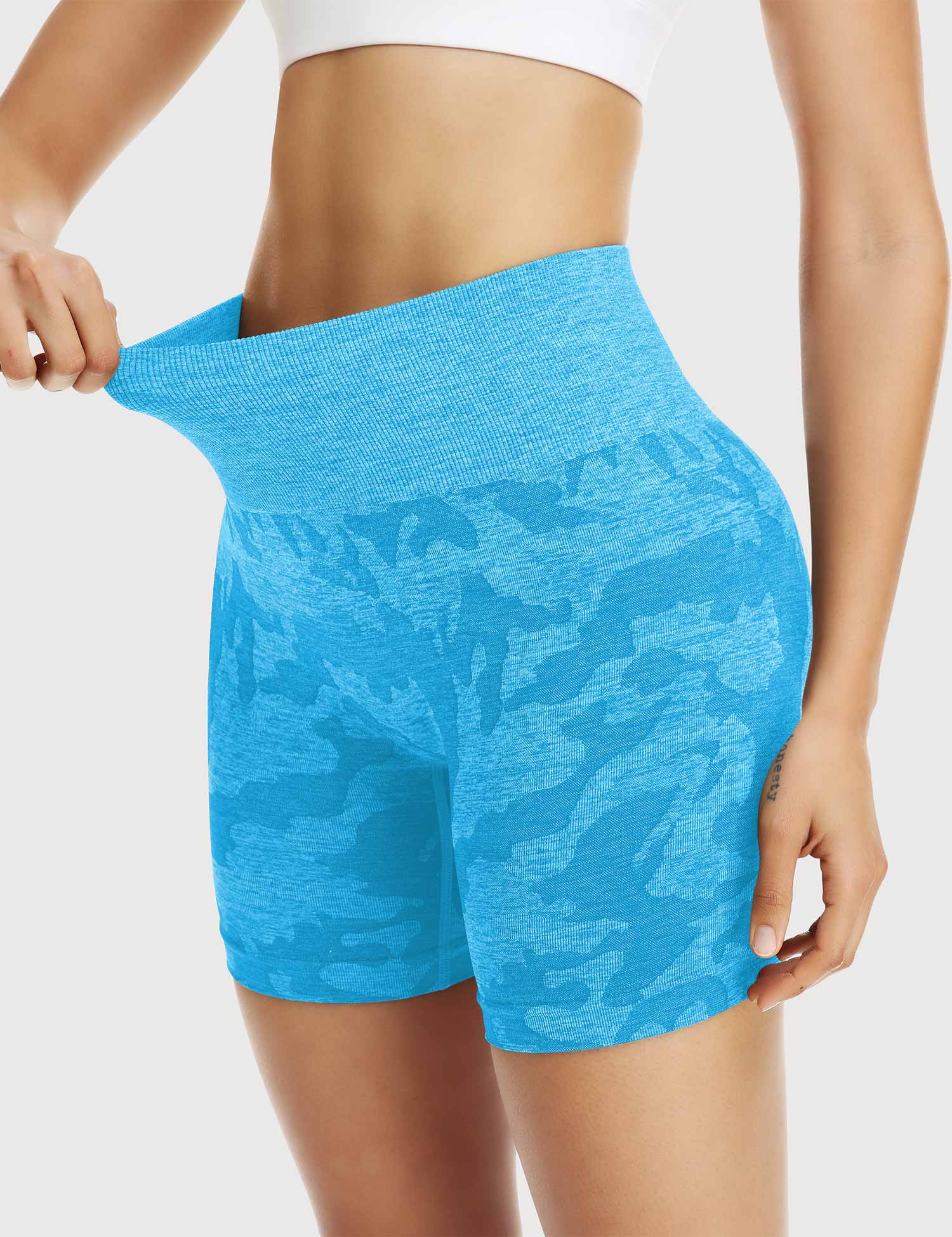 Yeoreo Camo Nahtlose Shorts Hellblau