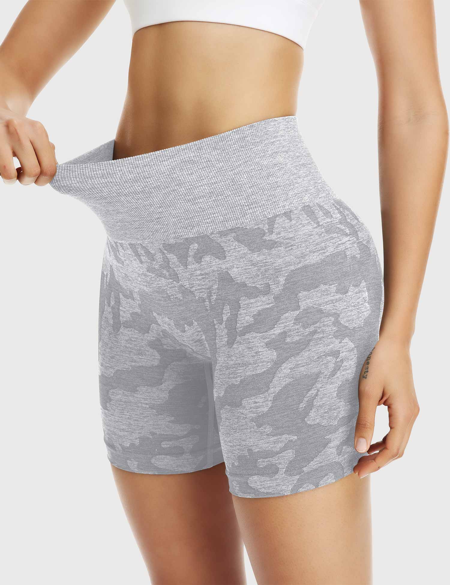 Yeoreo Camo Nahtlose Shorts Grau