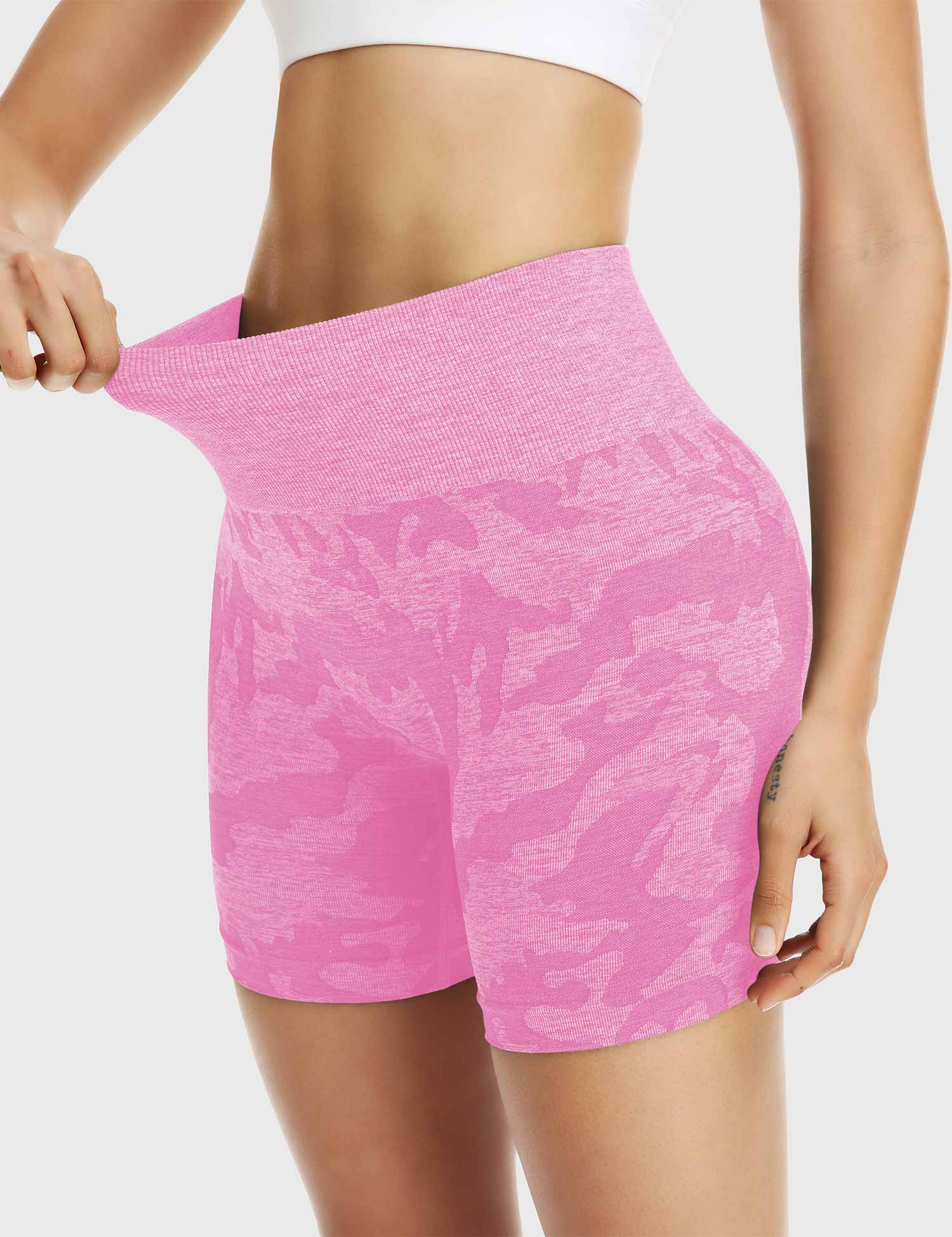 Yeoreo Camo Nahtlose Shorts Rosa