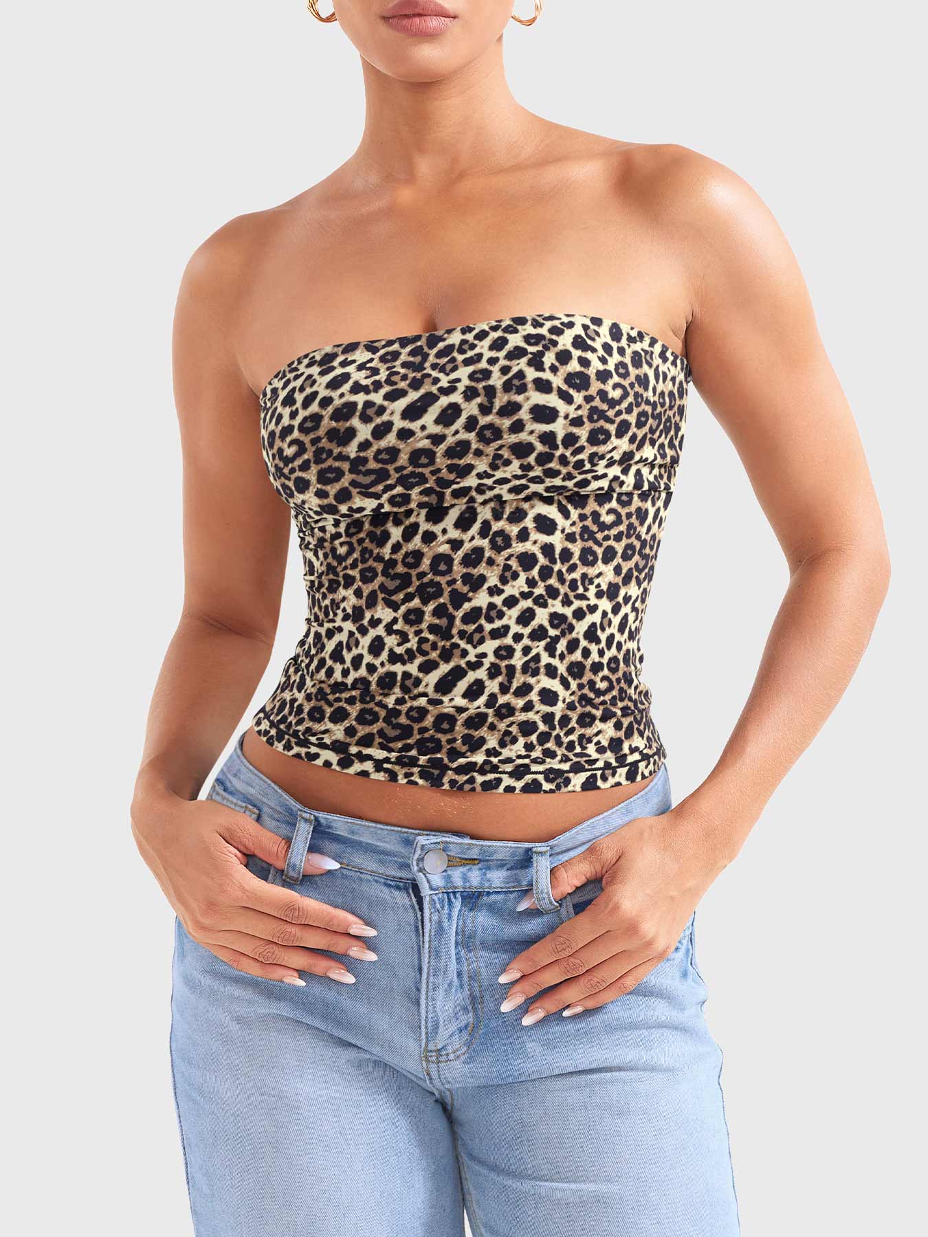 Yeoreo Sophie Top bandeau imprimé léopard