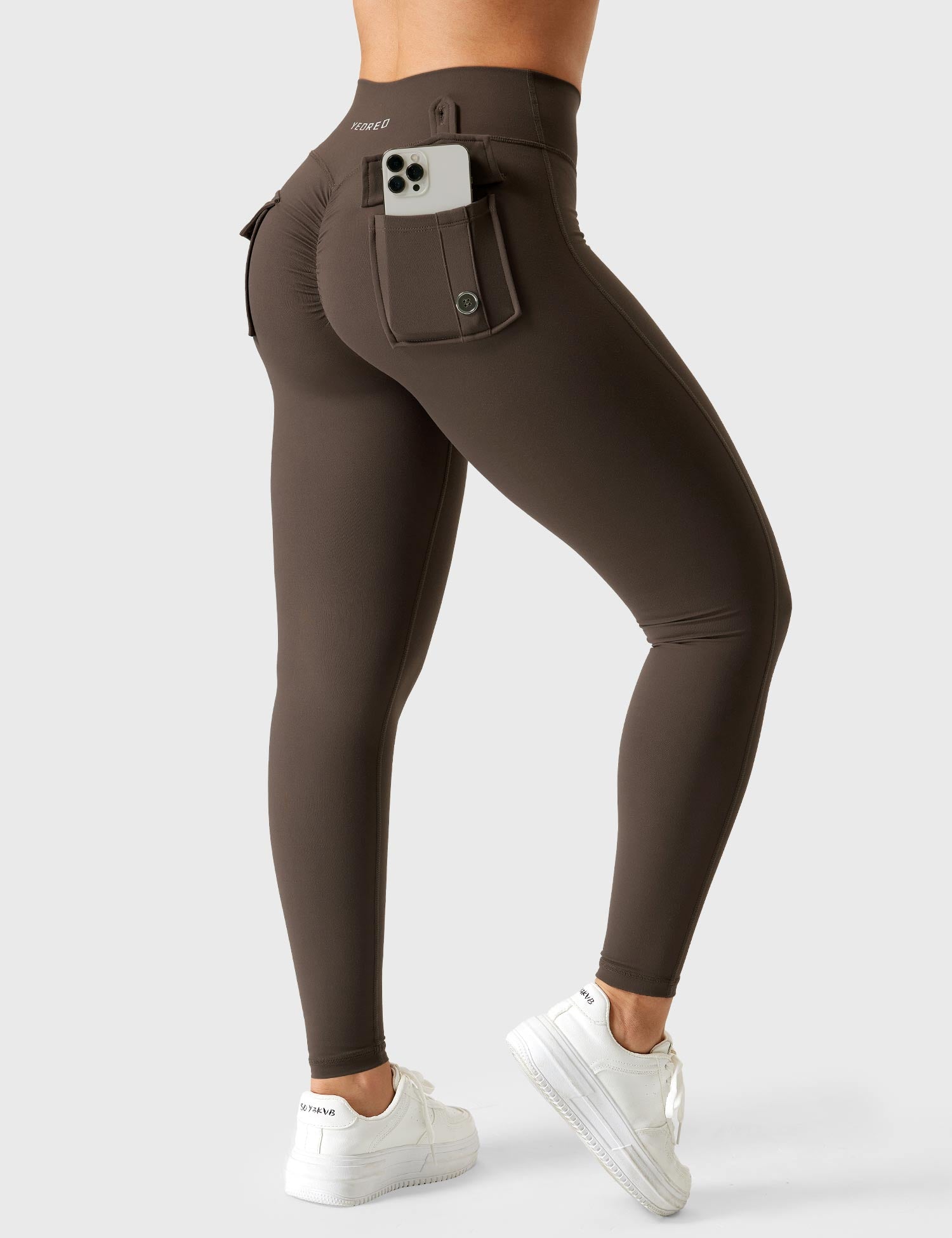 Yeoreo V-Gürtel Charm Leggings Kaffee