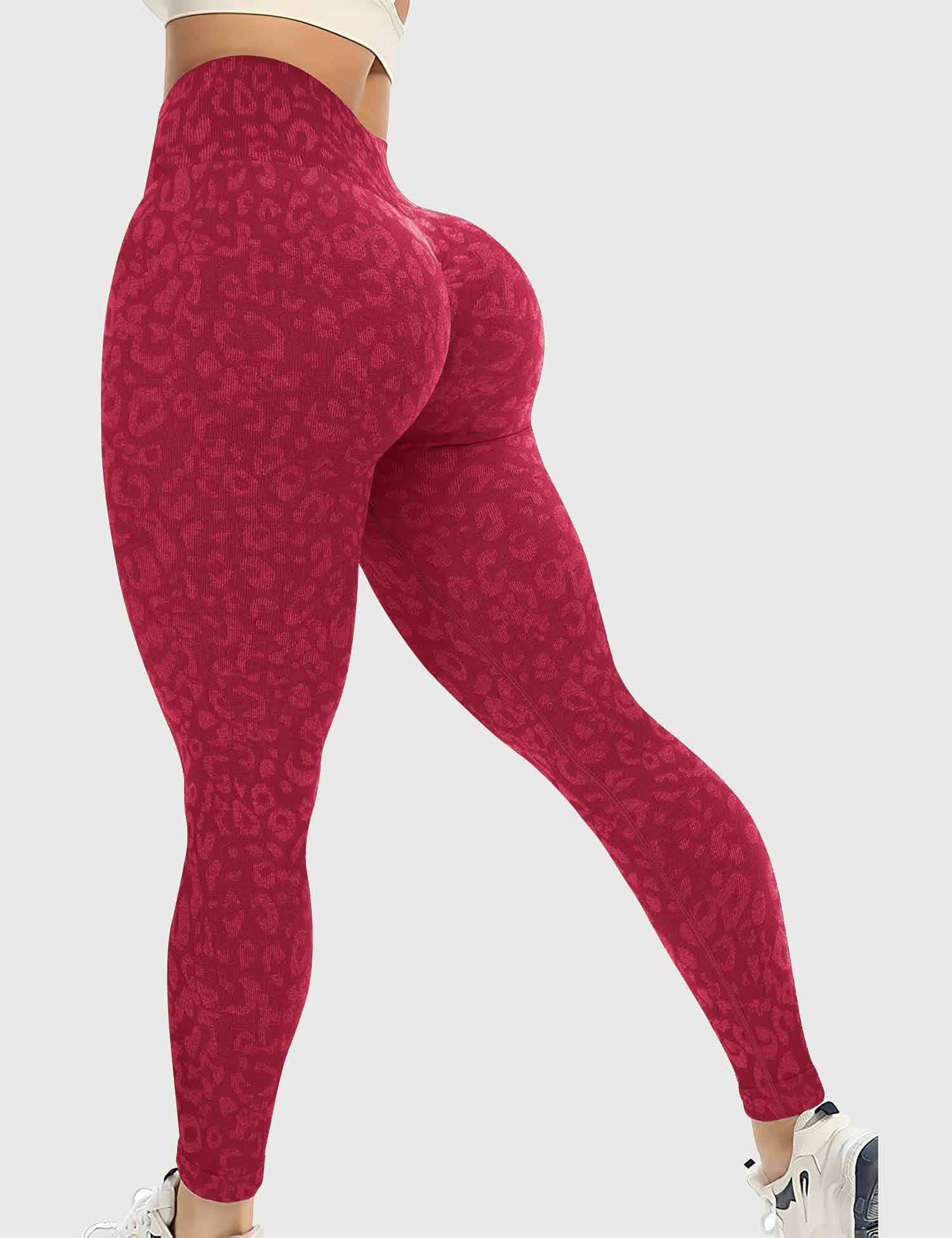 Yeoreo Leopard Nahtlose Leggings Rot