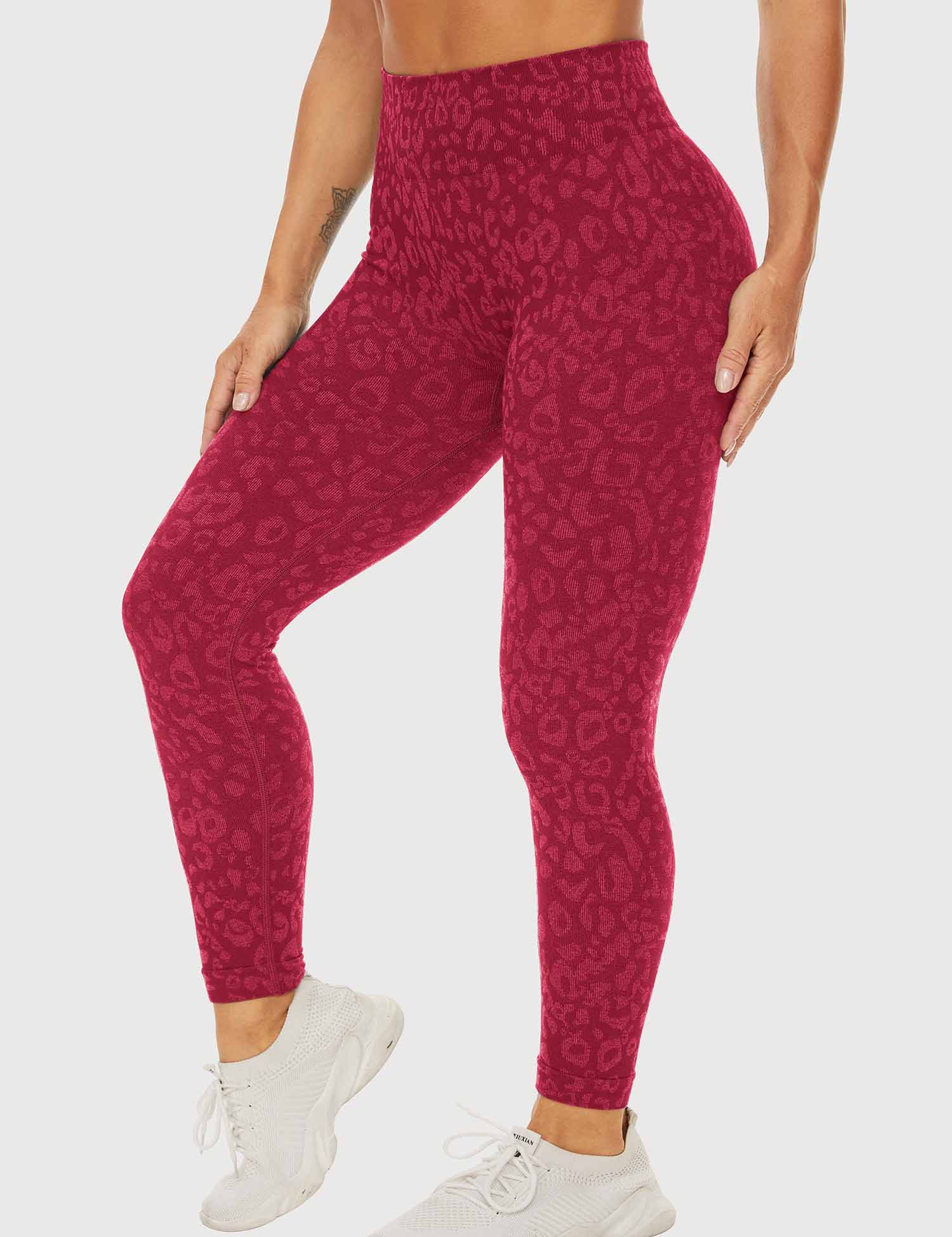 Yeoreo Leopard Nahtlose Leggings Rot